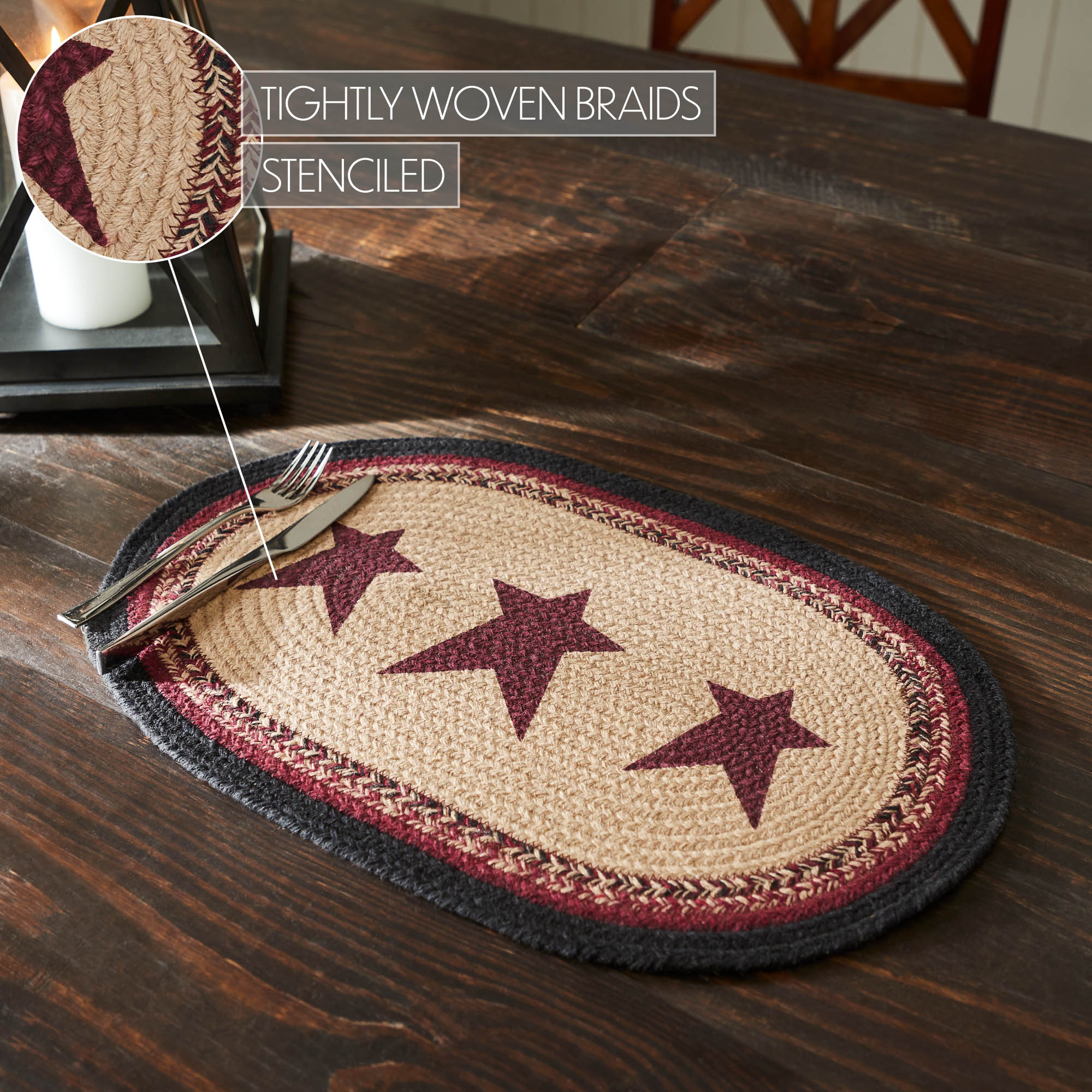 Connell Oval Placemat Stencil Stars 13x19 SpadezStore