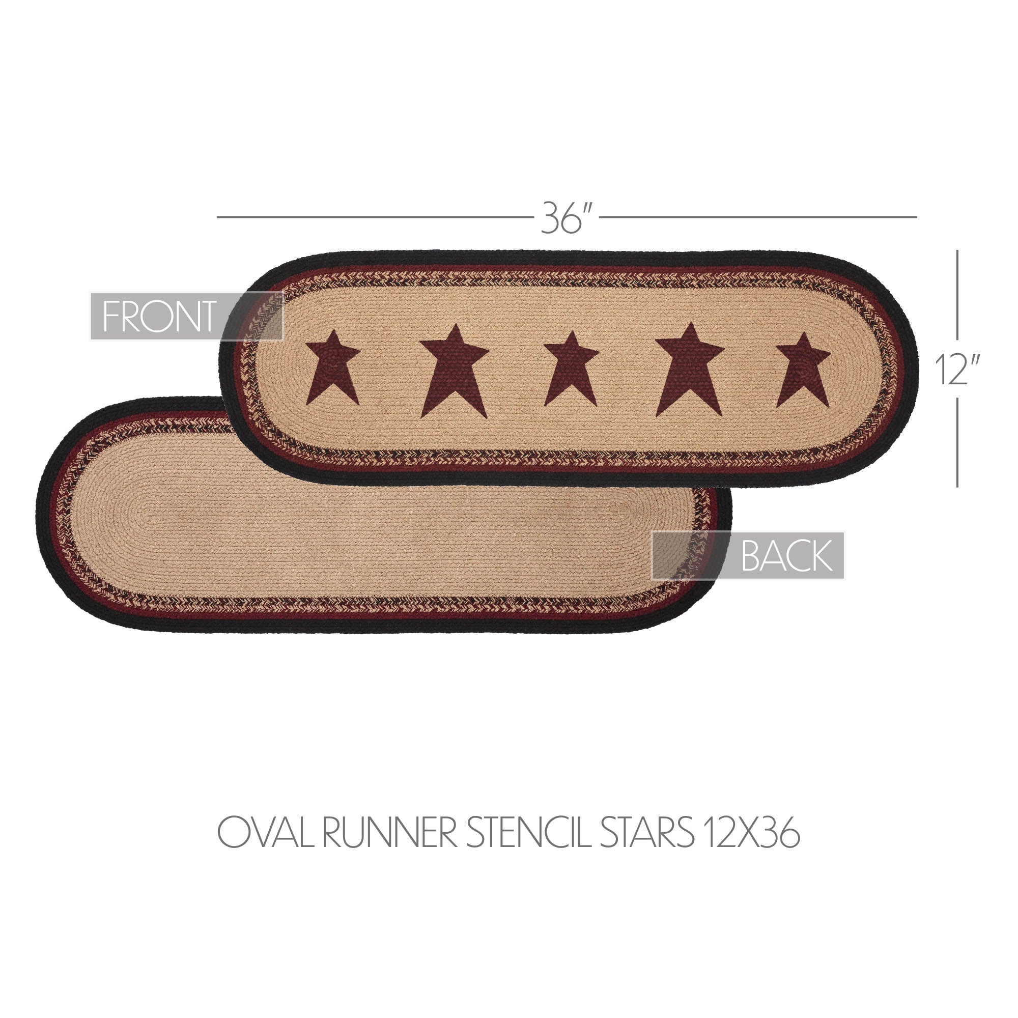 Connell Oval Runner Stencil Stars 12x36 SpadezStore