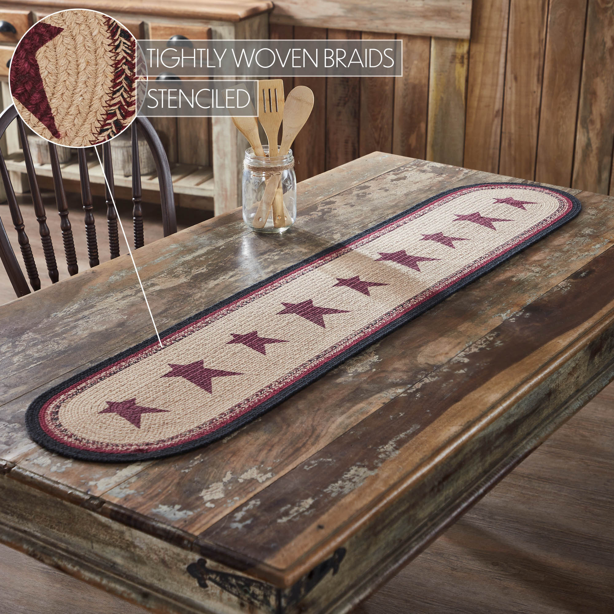 Connell Oval Runner Stencil Stars 12x60 SpadezStore