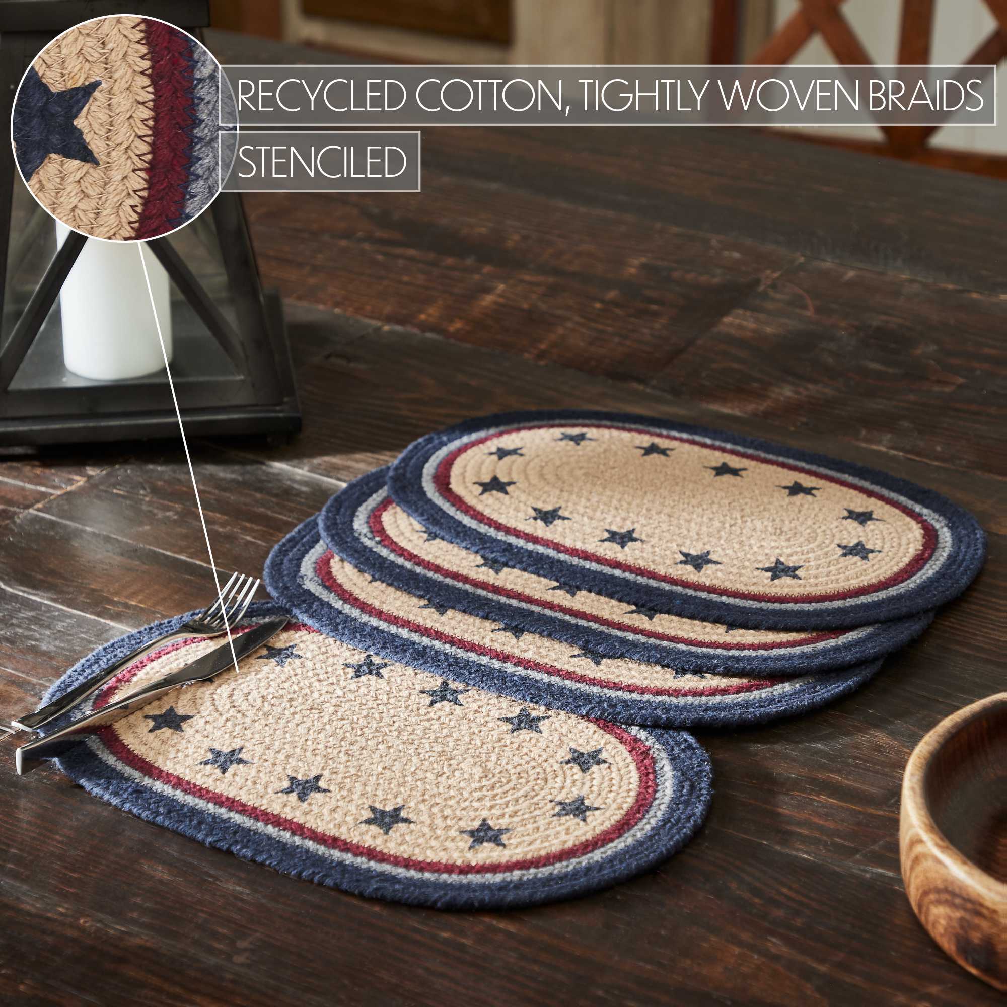 My Country Oval Placemat Stencil Stars Set of 4 10x15 SpadezStore