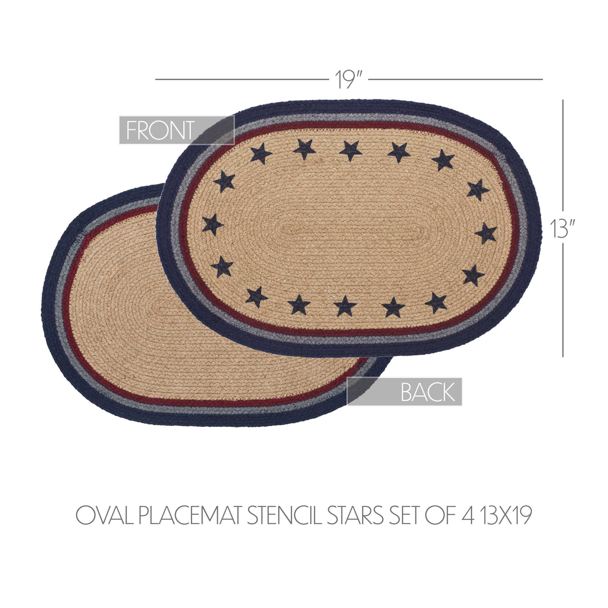 My Country Oval Placemat Stencil Stars Set of 4 13x19 SpadezStore