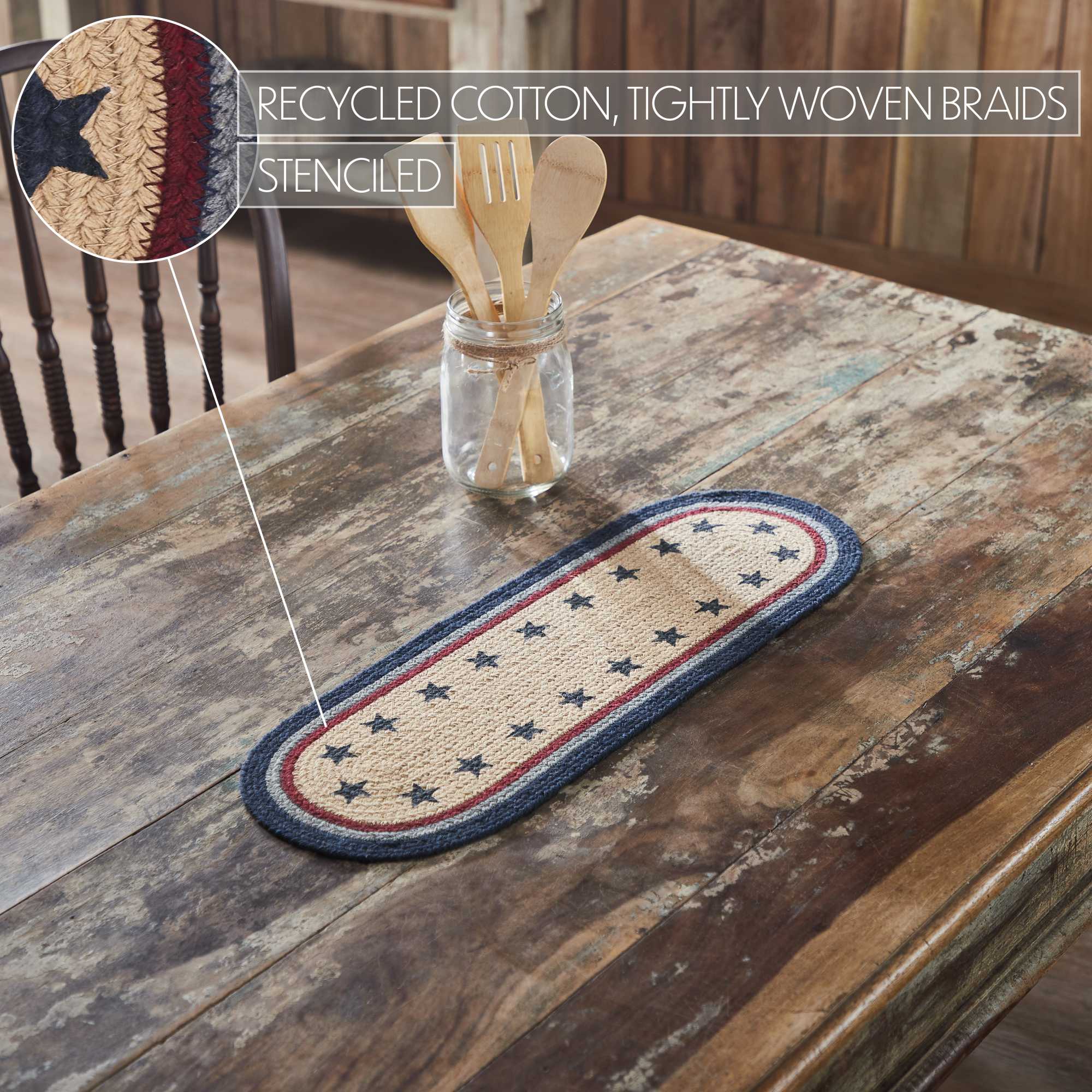 My Country Oval Runner Stencil Stars 8x24 SpadezStore