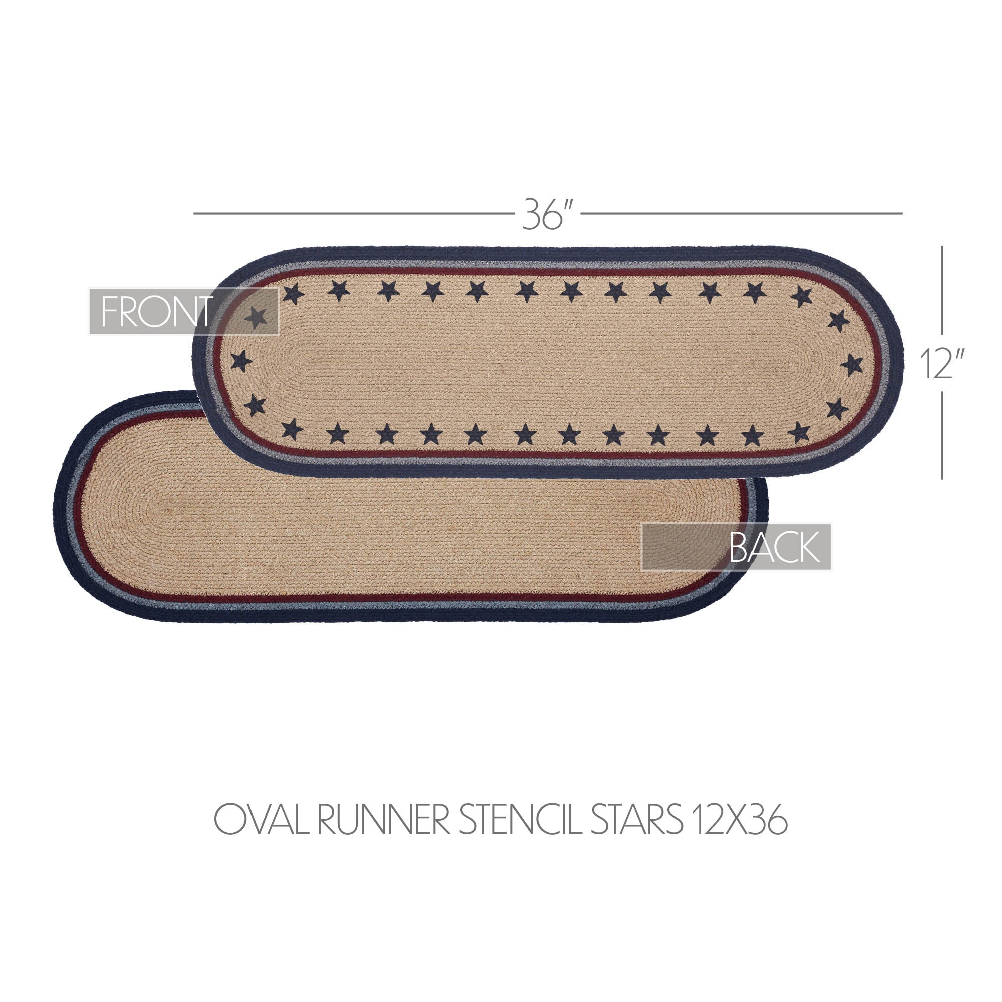 My Country Oval Runner Stencil Stars 12x36 SpadezStore