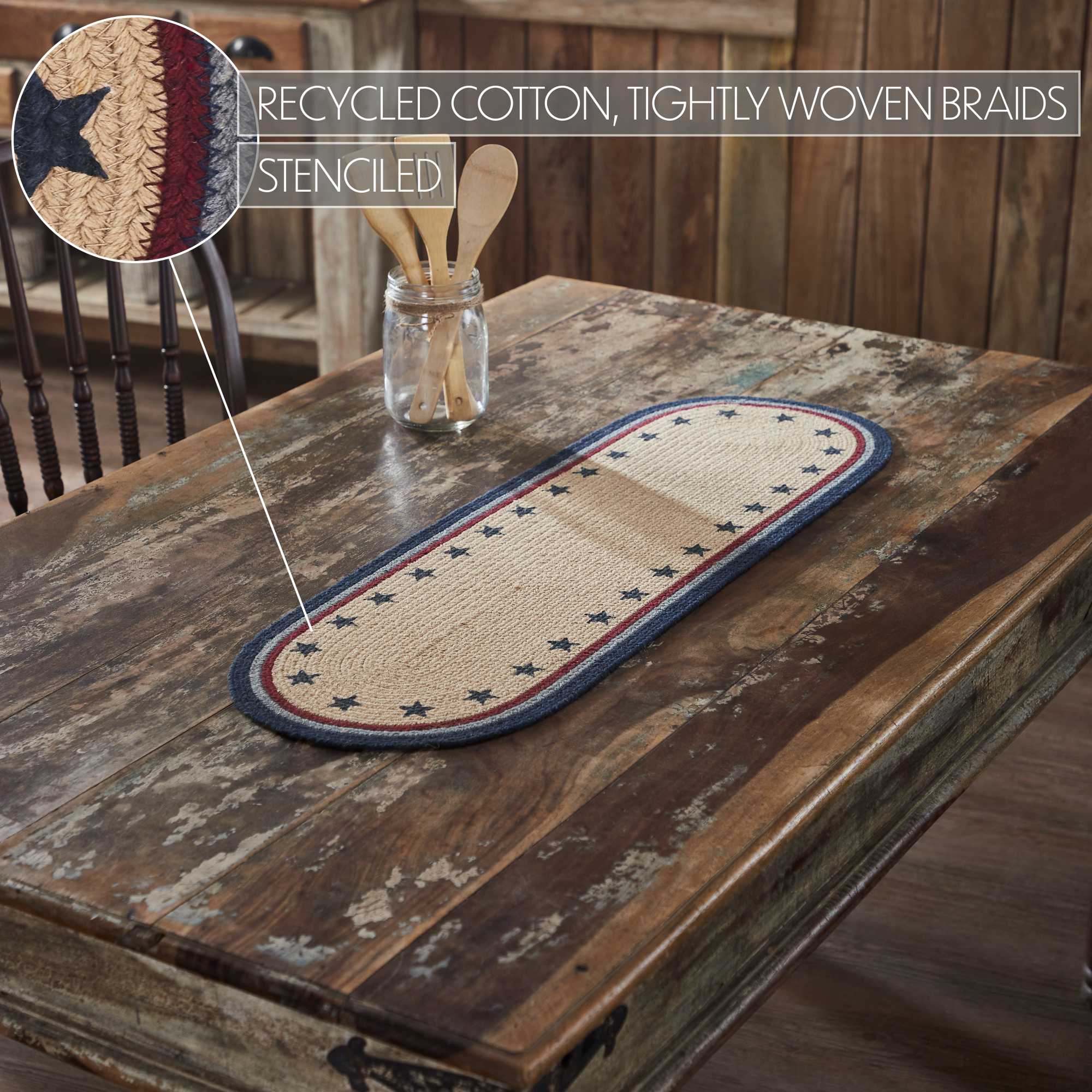 My Country Oval Runner Stencil Stars 12x36 SpadezStore