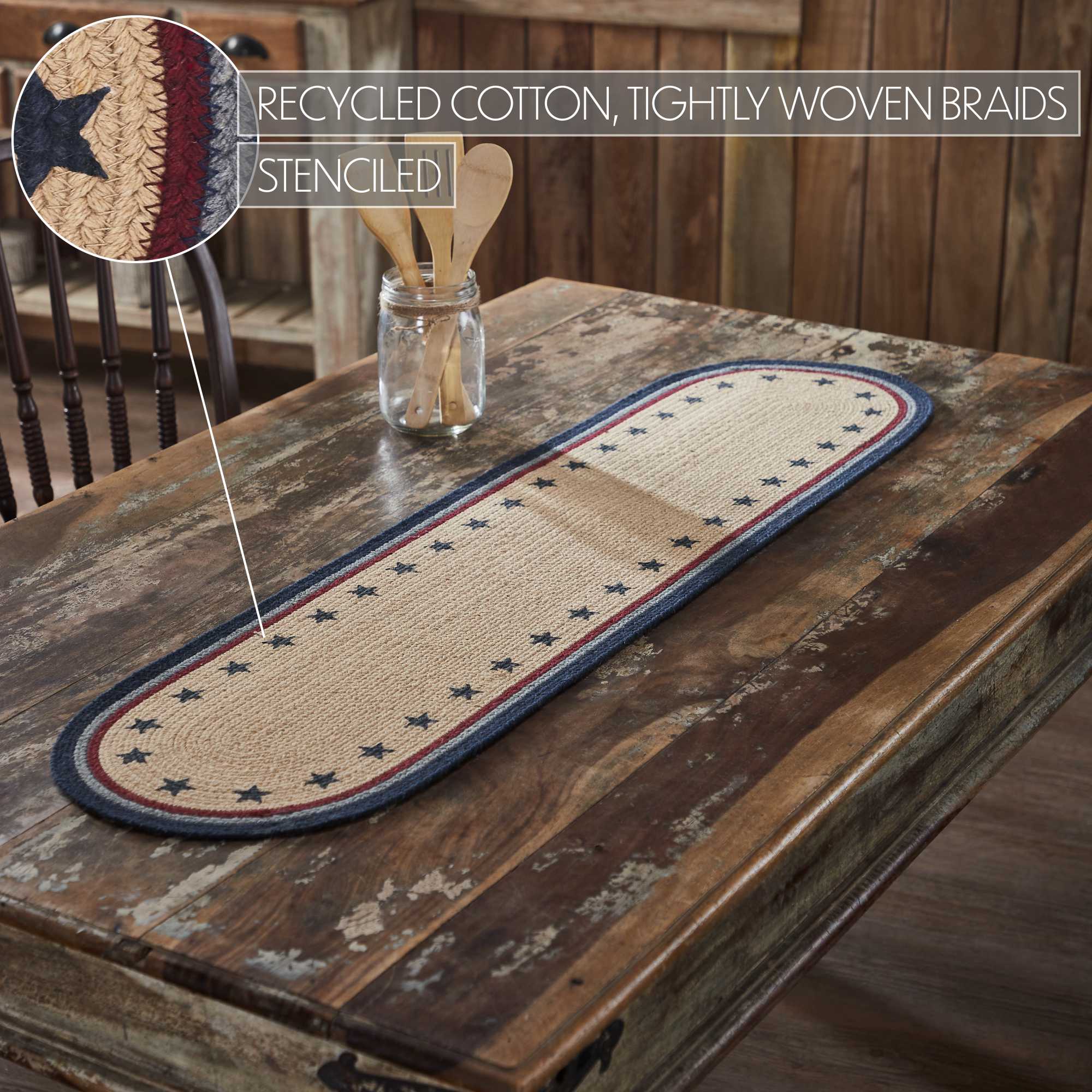 My Country Oval Runner Stencil Stars 12x48 SpadezStore