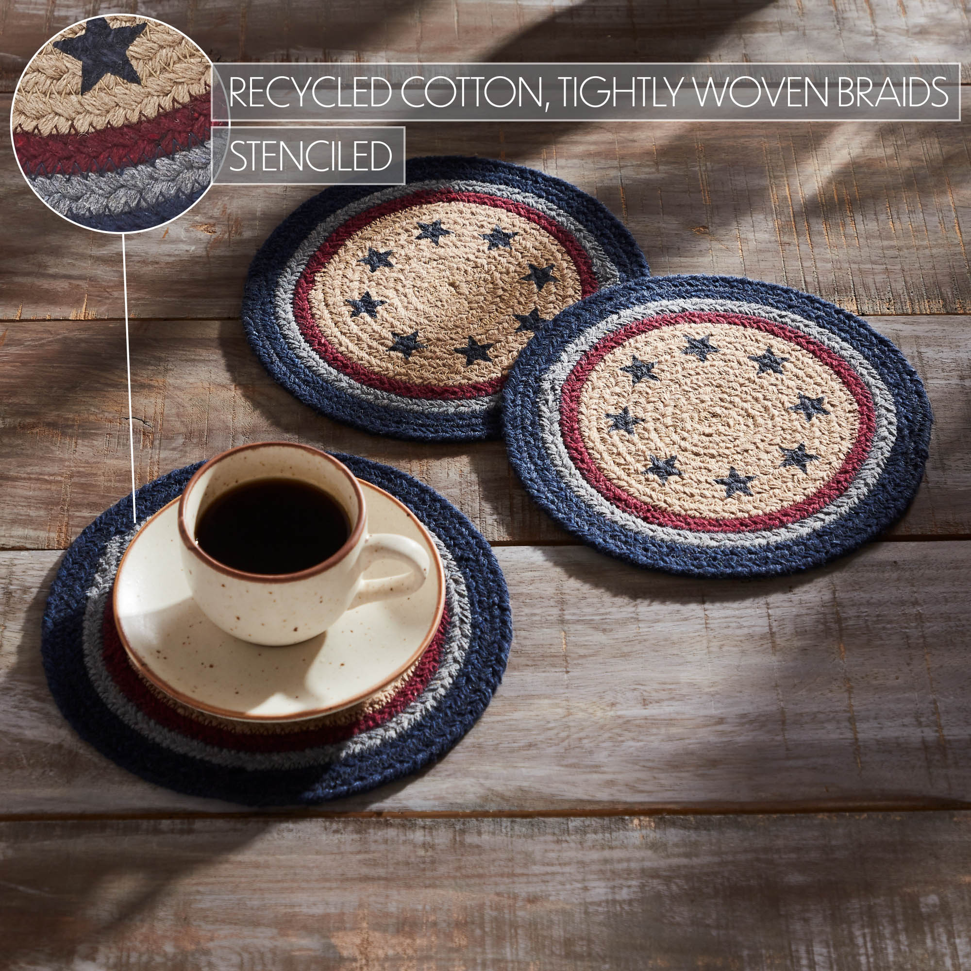 My Country Trivet Stencil Stars 8 inch Diameter Set of 3 SpadezStore