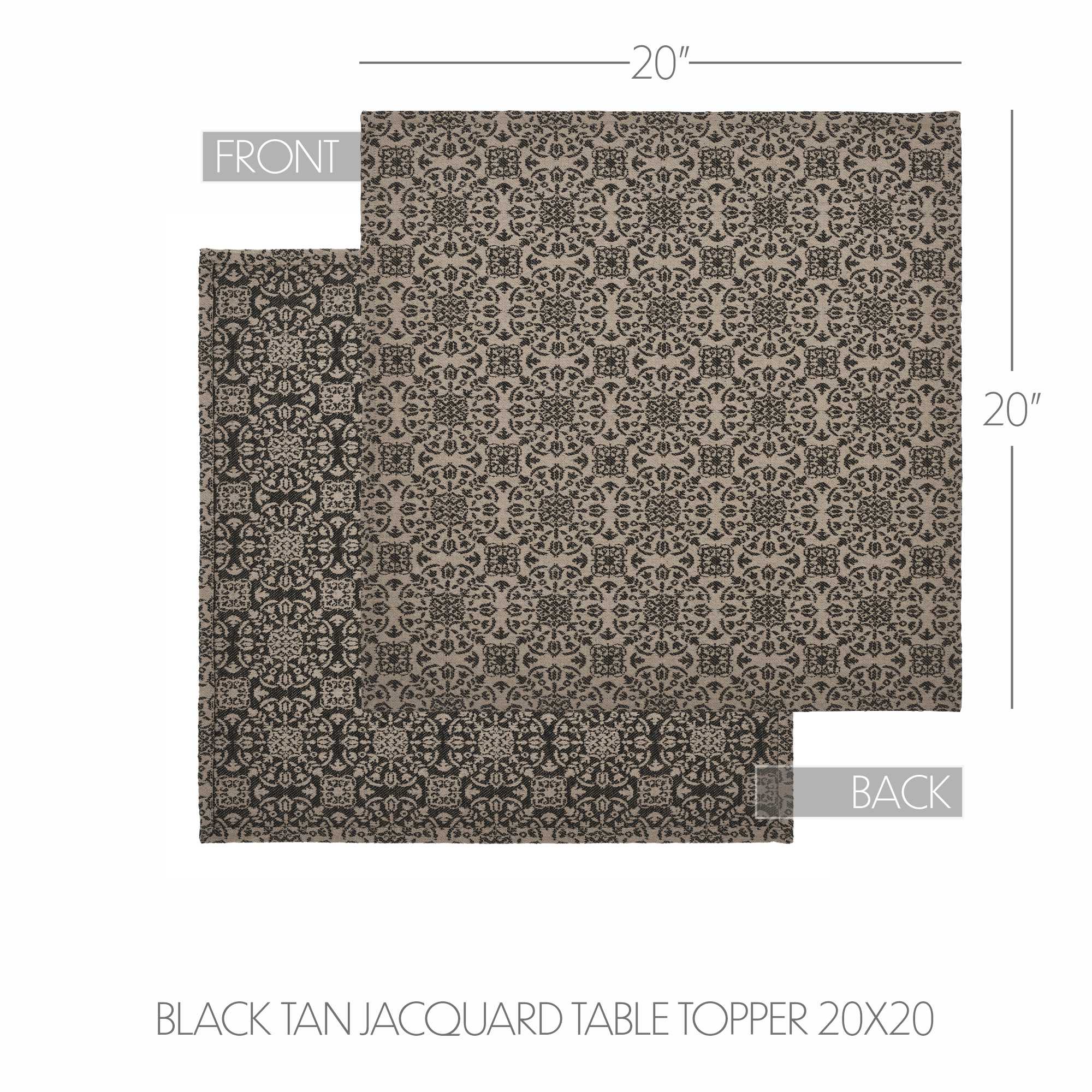 Custom House Black Tan Jacquard Table Topper 20x20 SpadezStore