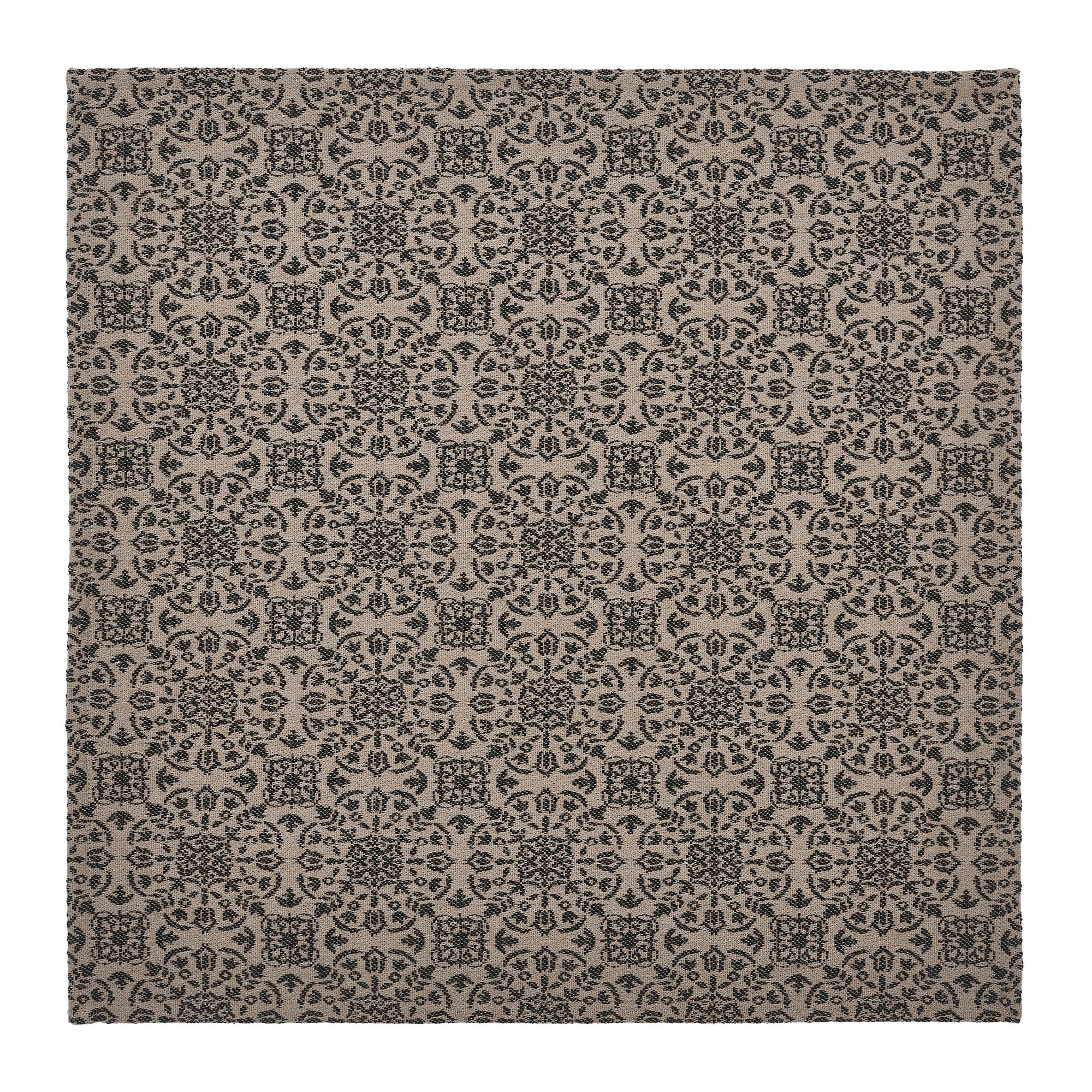 Custom House Black Tan Jacquard Table Topper 20x20 SpadezStore