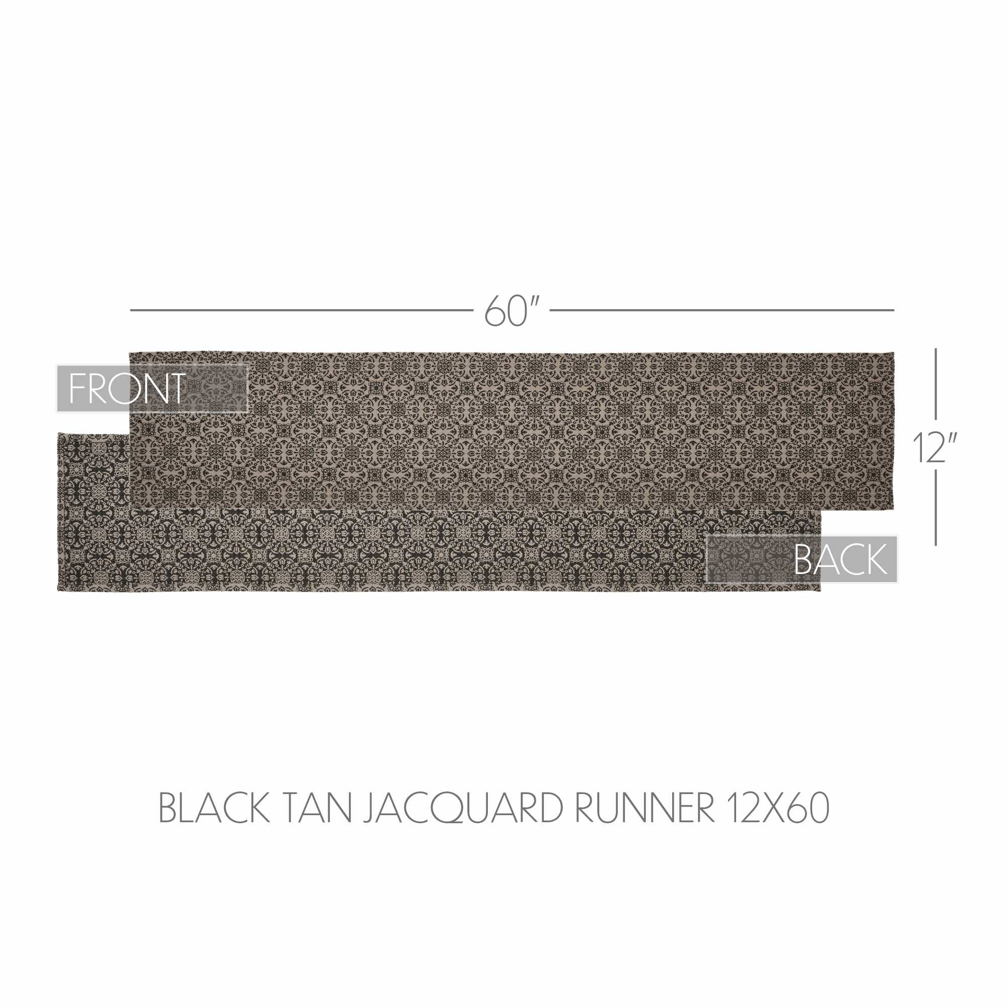 Custom House Black Tan Jacquard Runner 12x60 SpadezStore