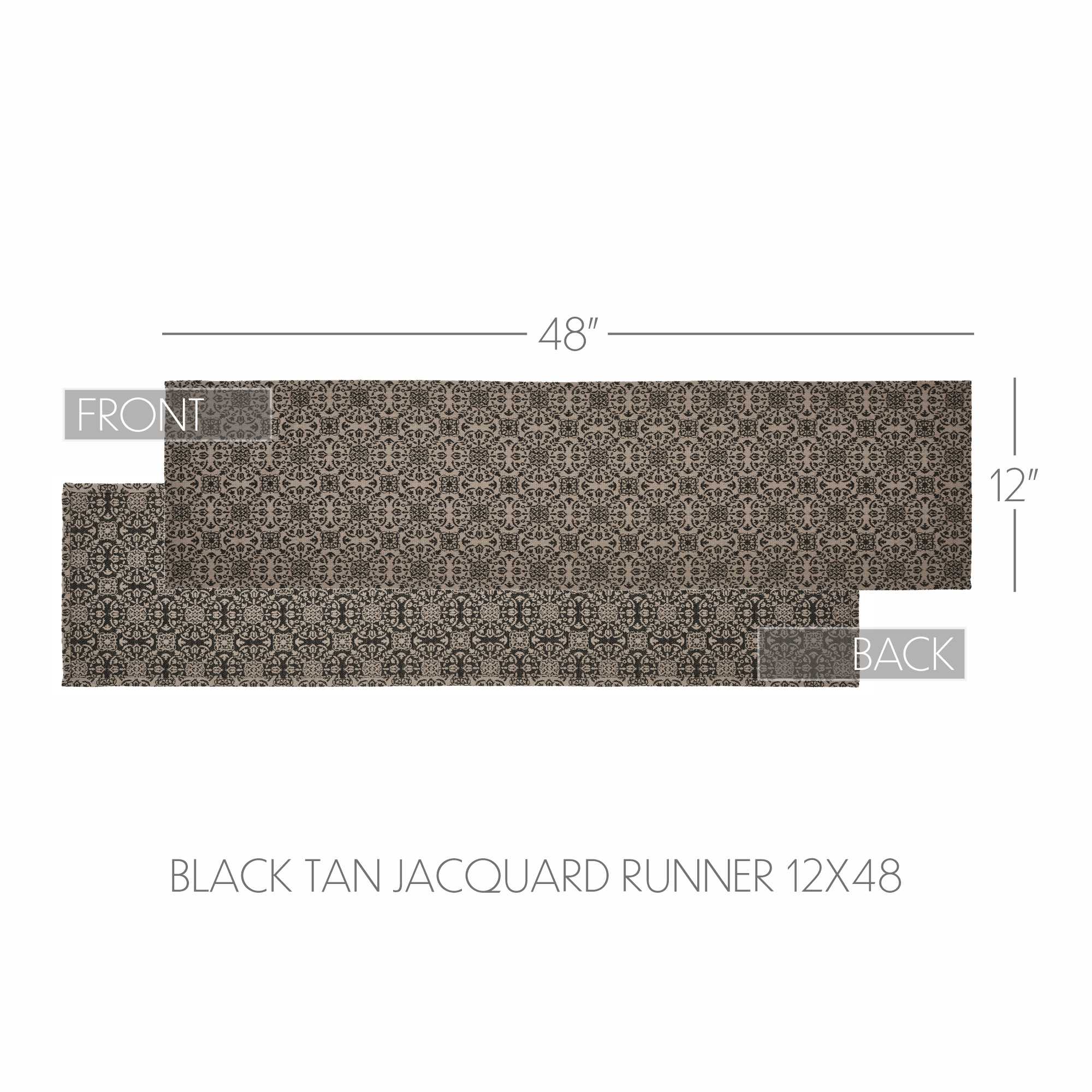 Custom House Black Tan Jacquard Runner 12x48 SpadezStore