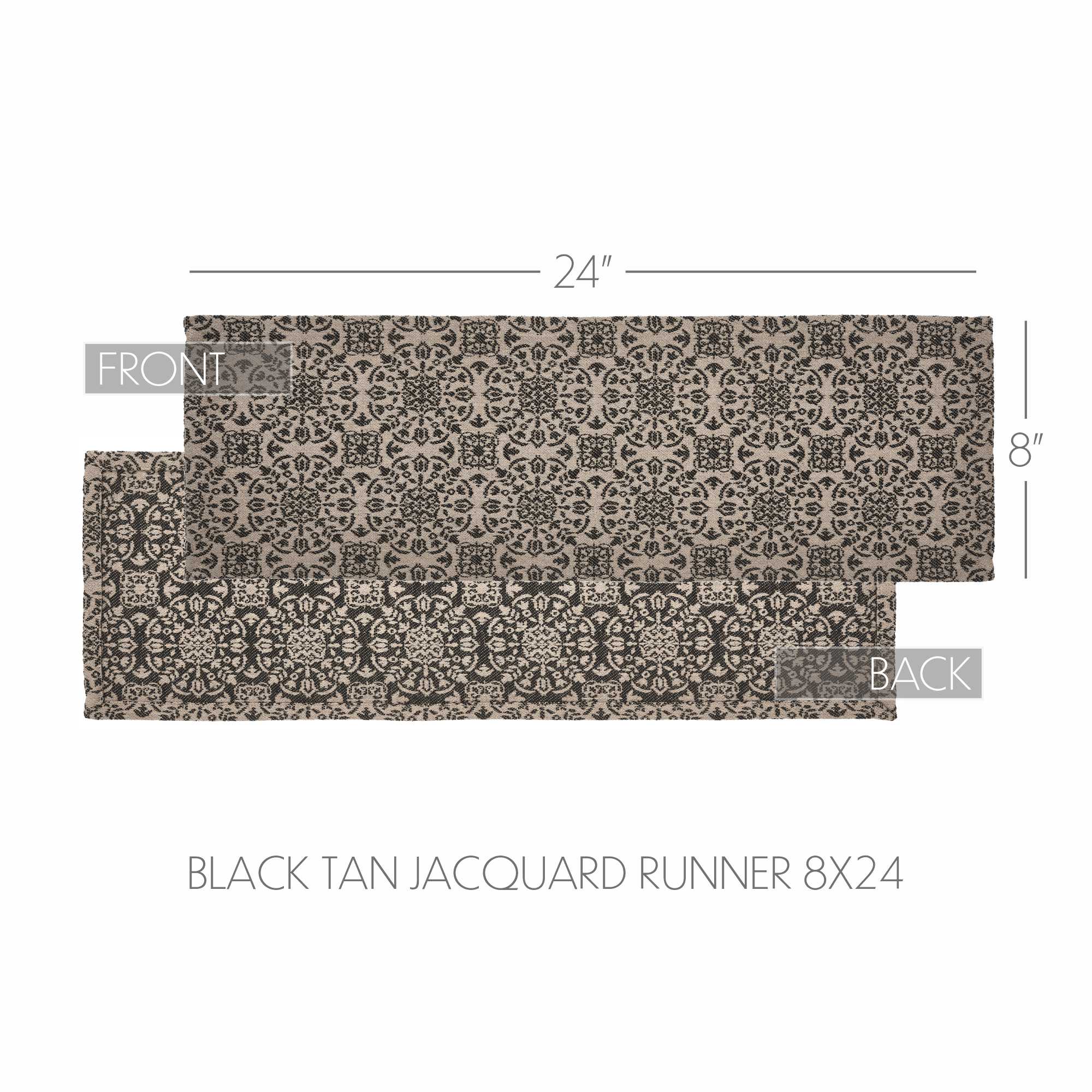 Custom House Black Tan Jacquard Runner 8x24 SpadezStore