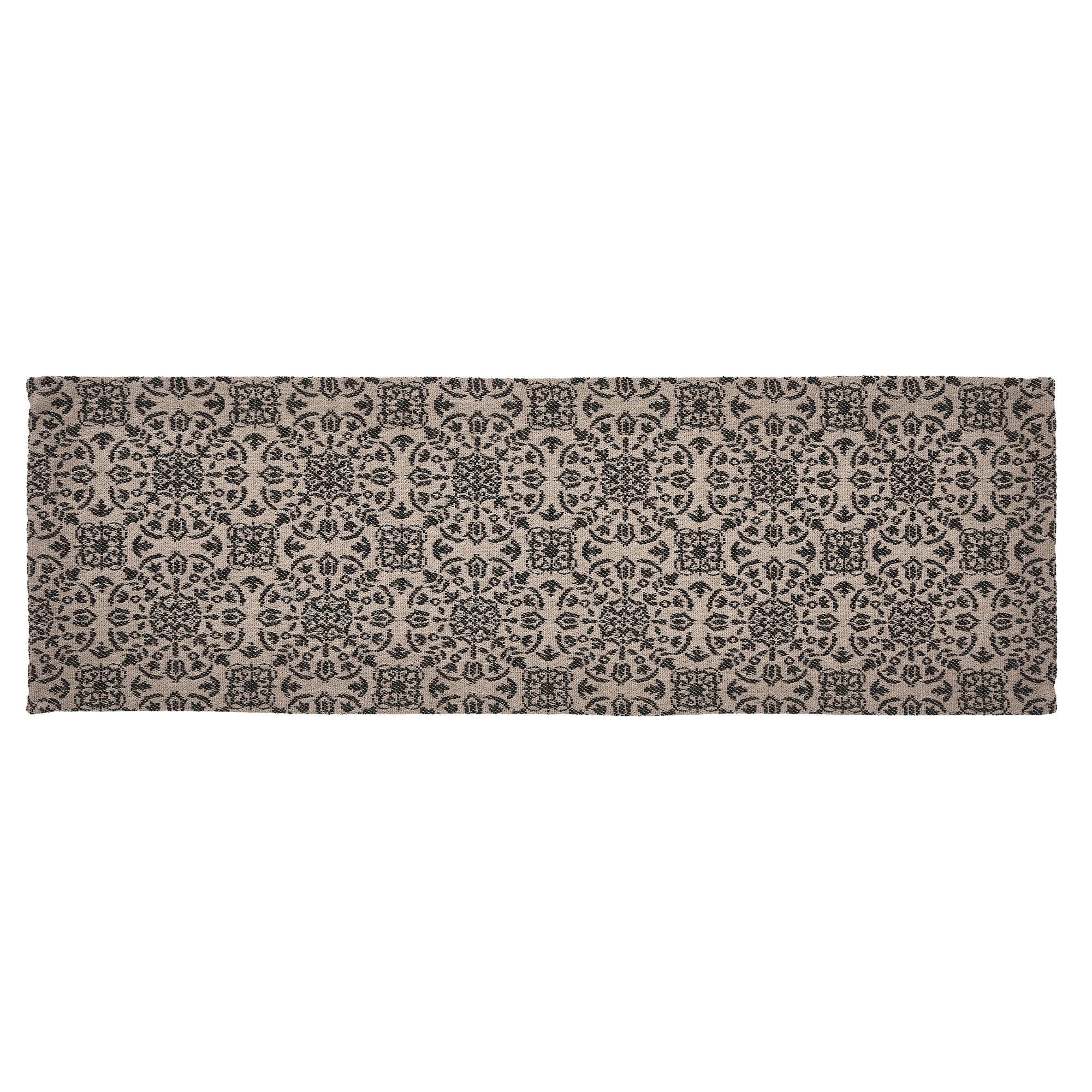 Custom House Black Tan Jacquard Runner 8x24 SpadezStore