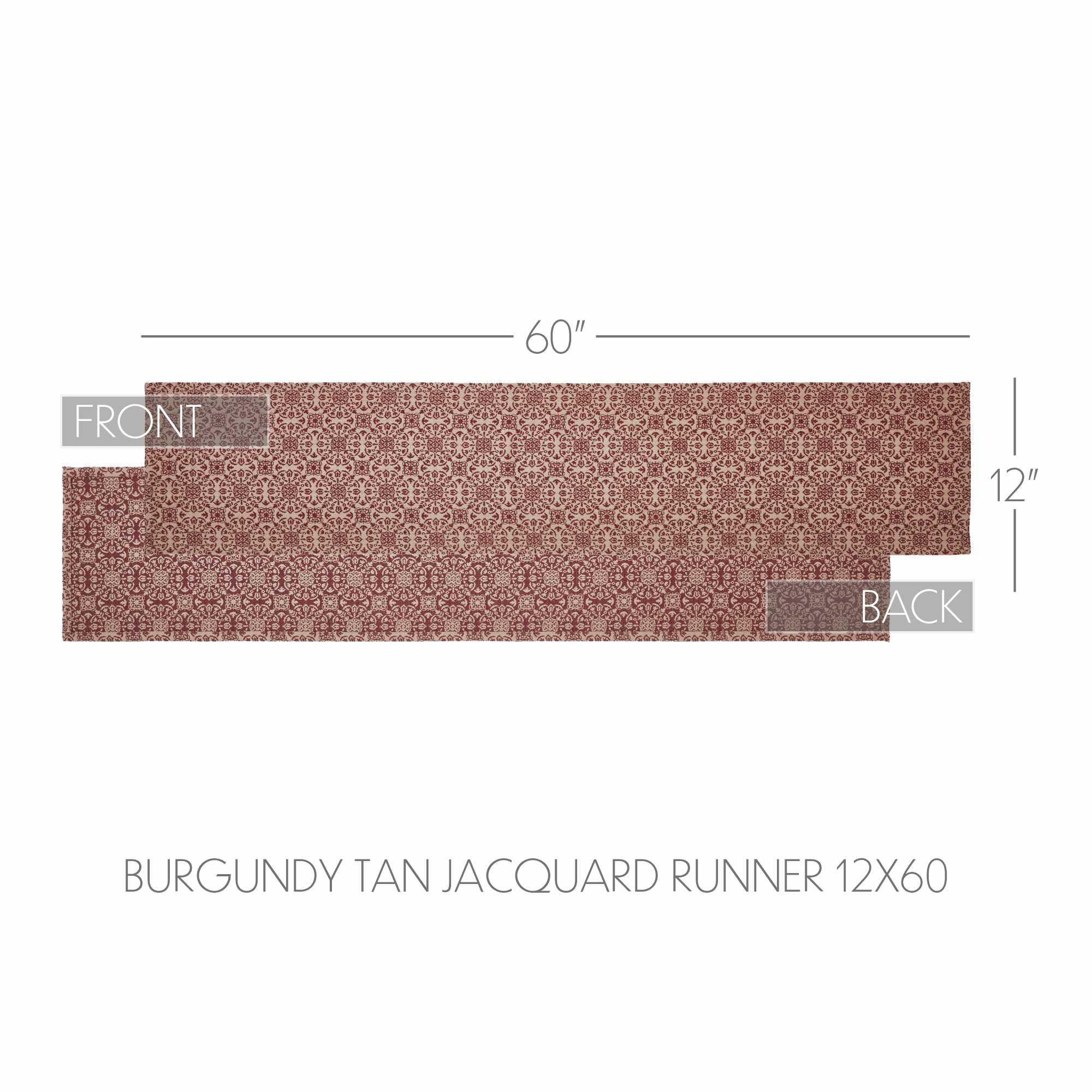 Custom House Burgundy Tan Jacquard Runner 12x60 SpadezStore
