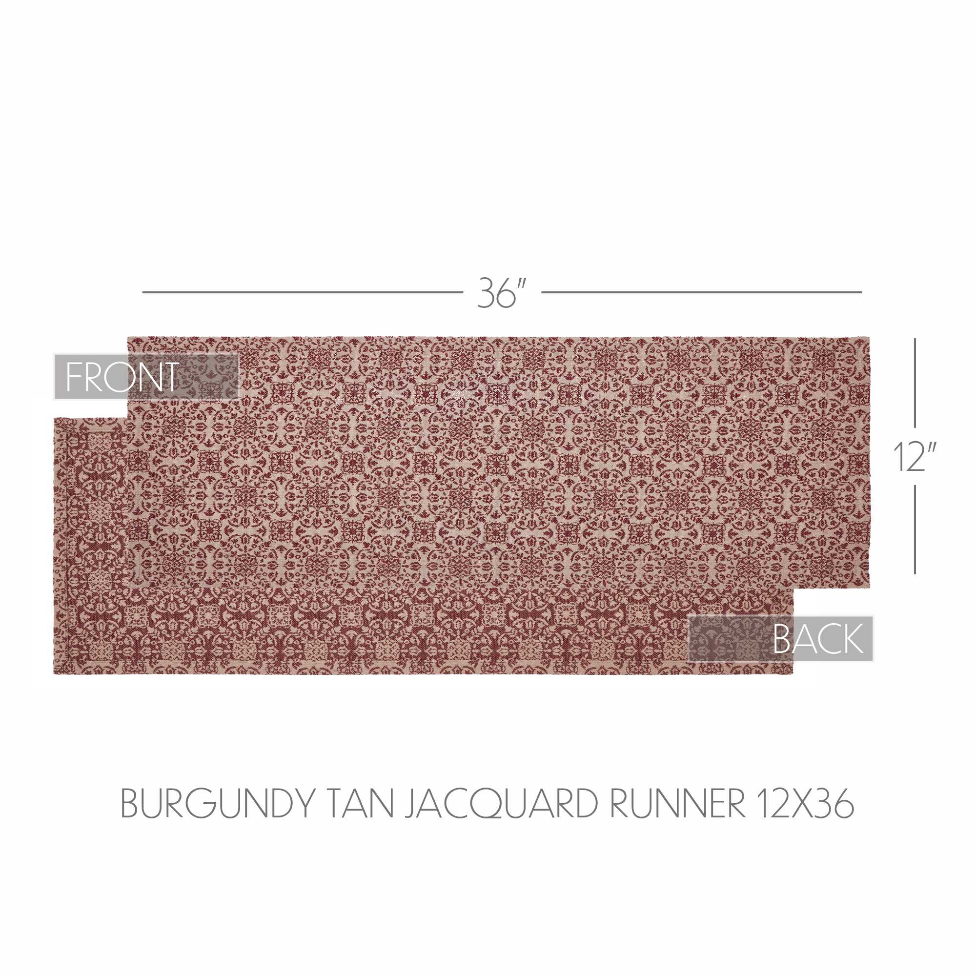 Custom House Burgundy Tan Jacquard Runner 12x36 SpadezStore
