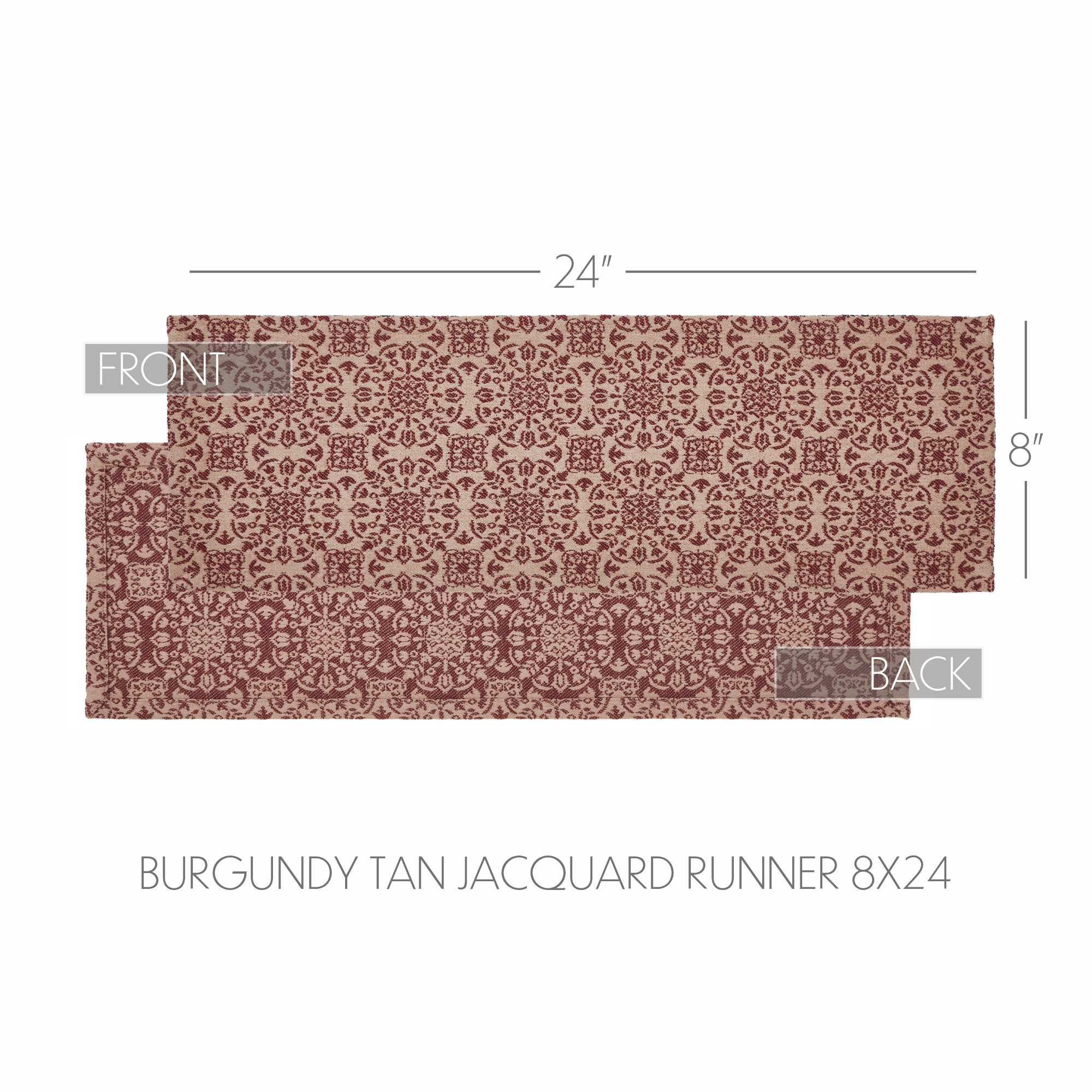 Custom House Burgundy Tan Jacquard Runner 8x24 SpadezStore