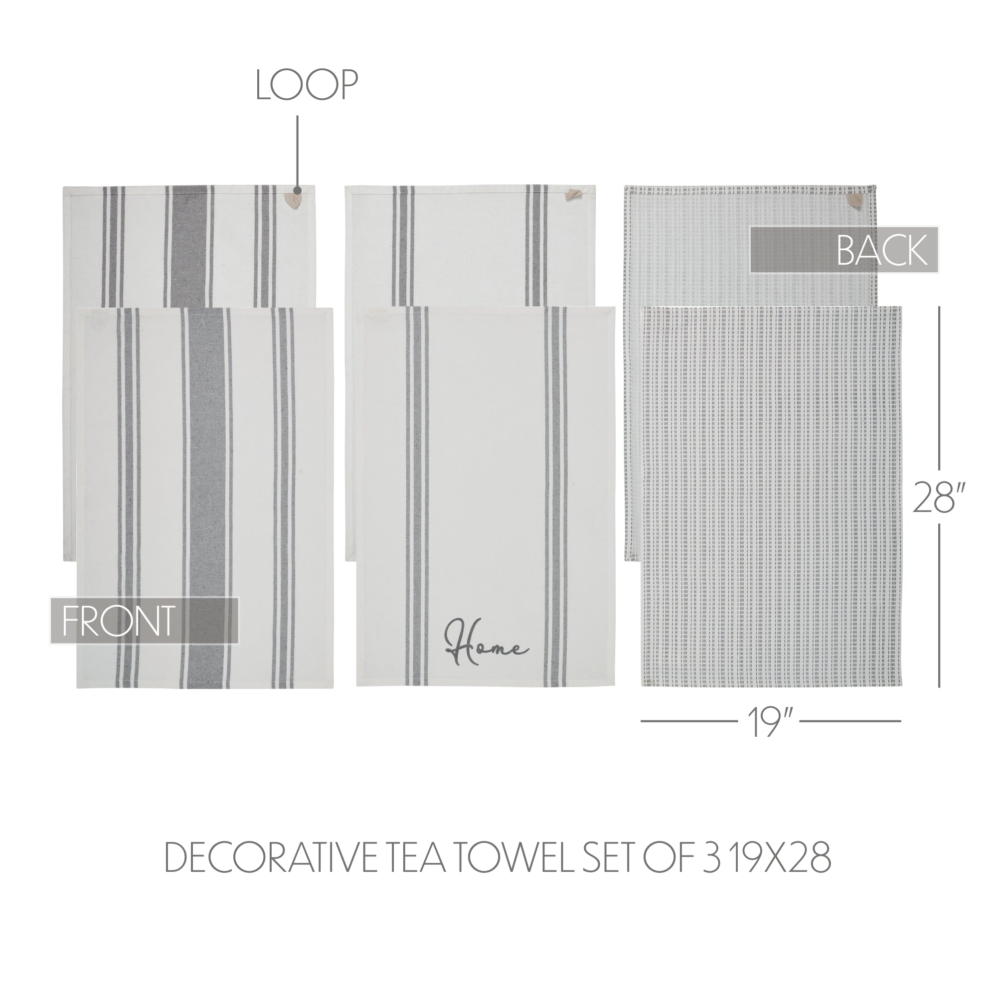 Finders Keepers Decorative Tea Towel Set of 3 19x28 SpadezStore