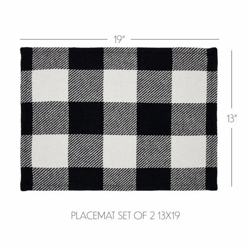 Annie Buffalo Check Black Placemat Set of 2 13x19 SpadezStore