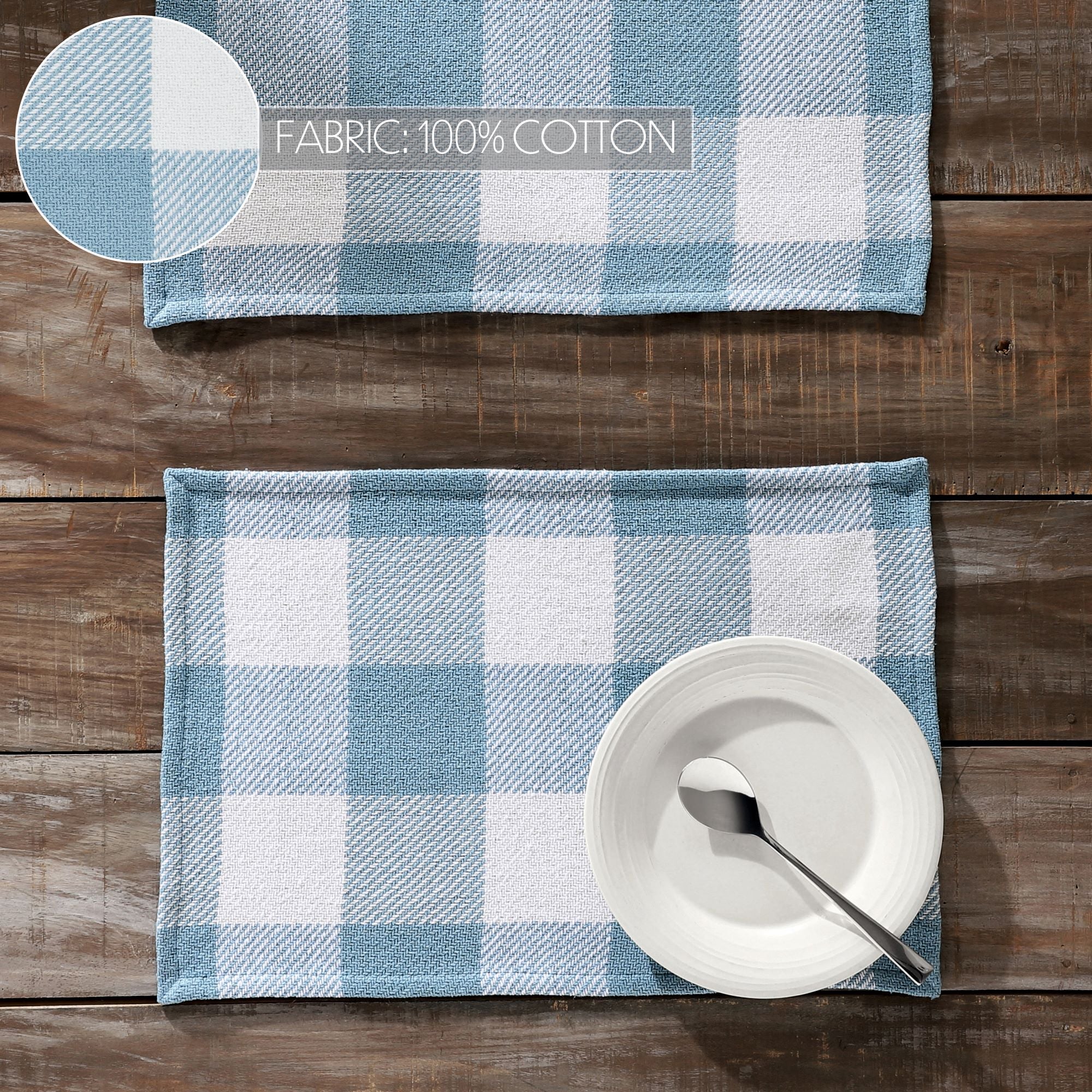Annie Buffalo Check Blue Placemat Set of 2 13x19 SpadezStore