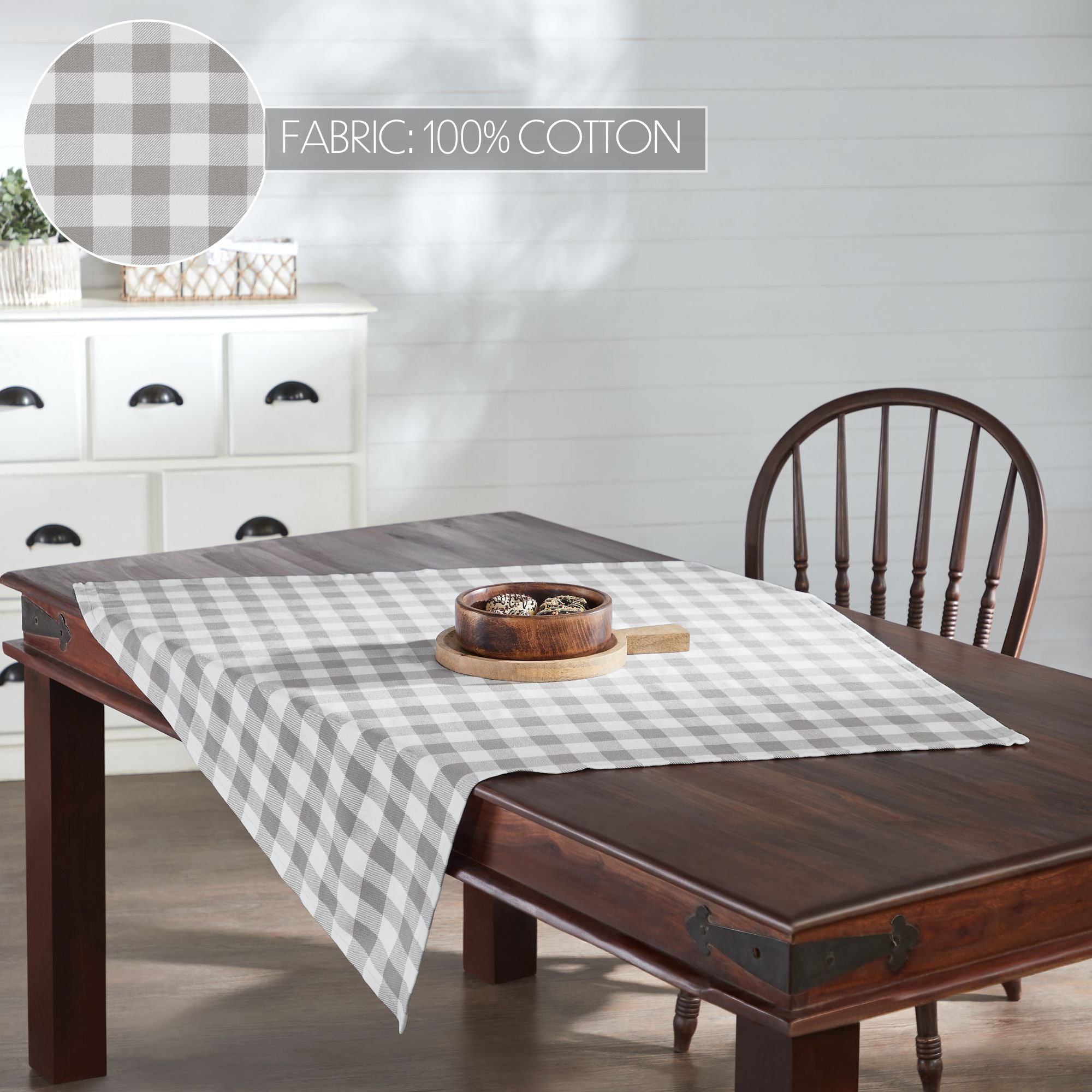 Annie Buffalo Check Grey Table Topper 40x40 SpadezStore
