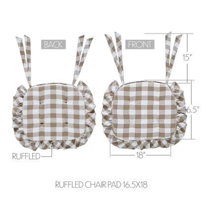 Annie Buffalo Check Portabella Ruffled Chair Pad 16.5x18 SpadezStore