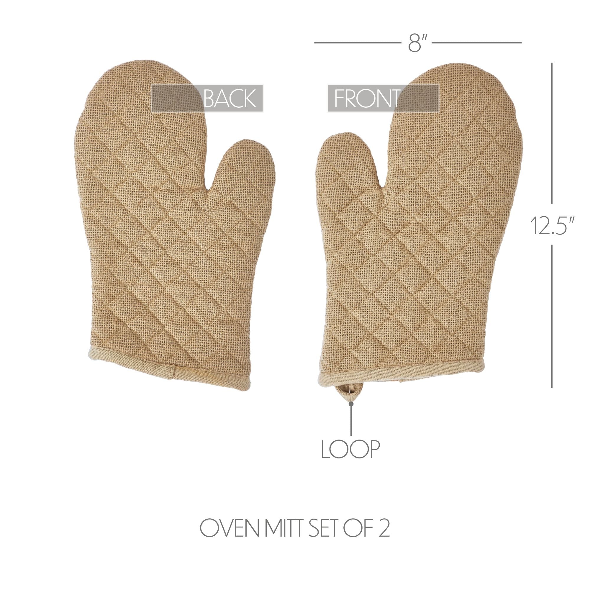 Burlap Natural Oven Mitt Set of 2 SpadezStore