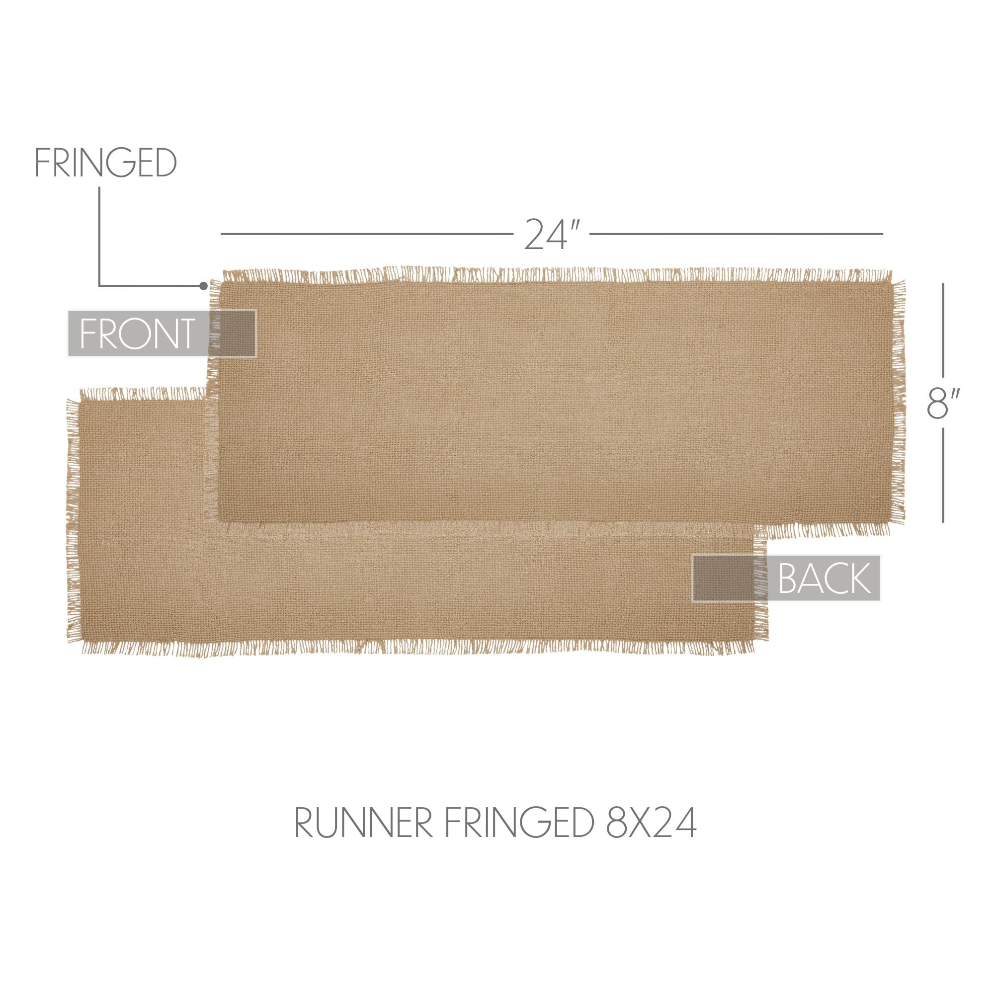 Burlap Natural Runner Fringed 8x24 SpadezStore
