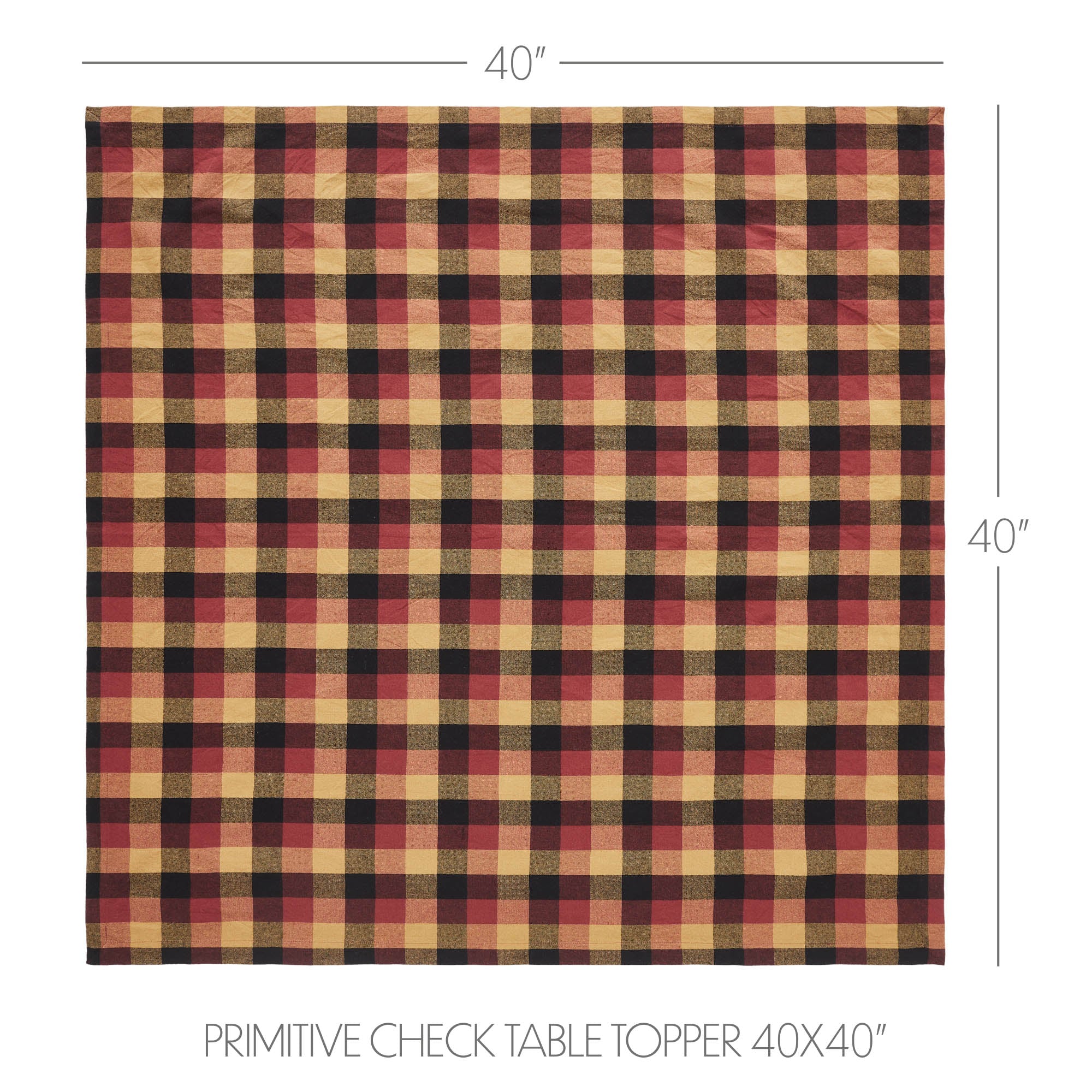 Heritage Farms Primitive Check Table Topper 40x40 SpadezStore