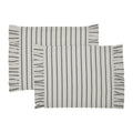 Kaila Ticking Stripe Ruffled Placemat Set of 2 13x19 SpadezStore