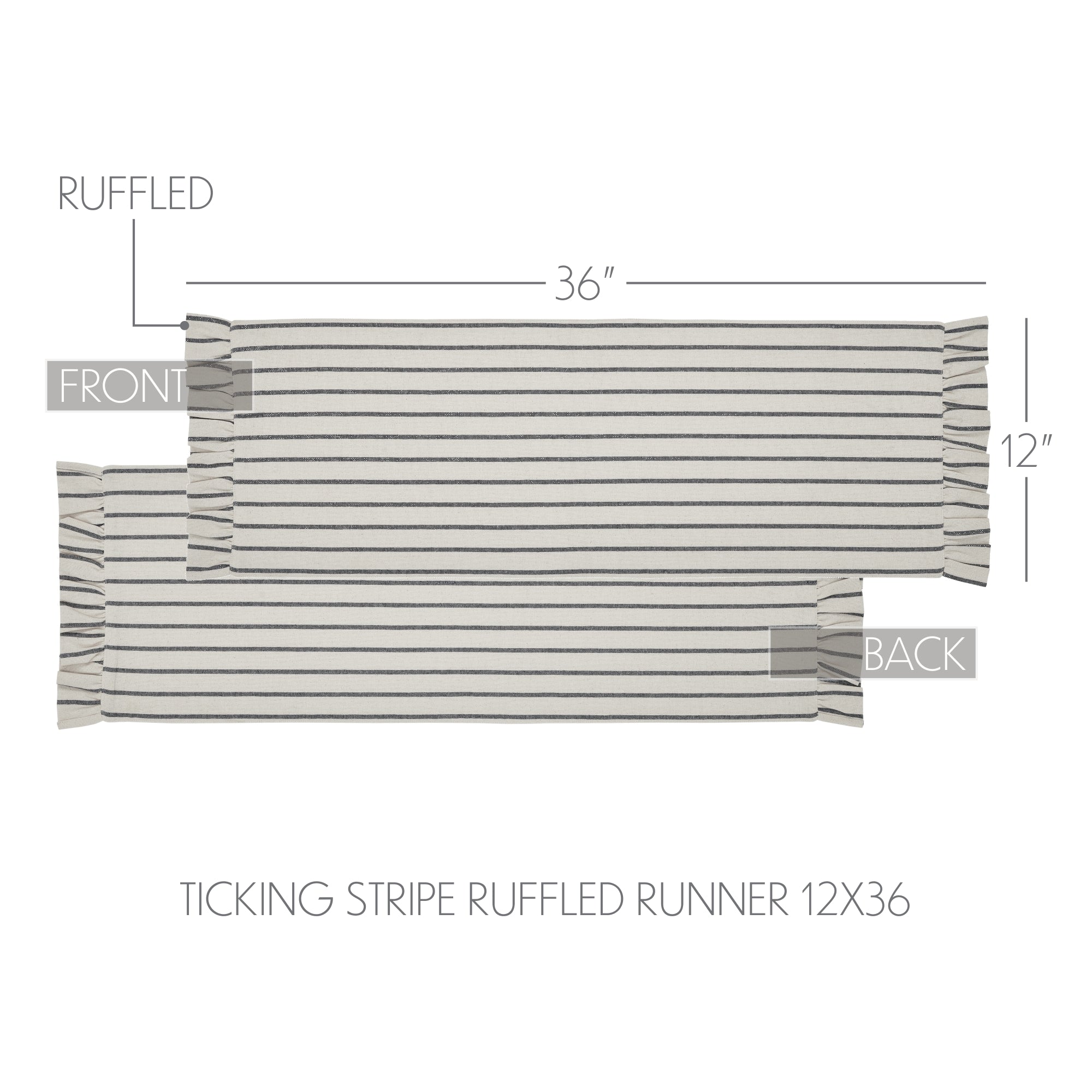 Kaila Ticking Stripe Ruffled Runner - Thumbnail 3