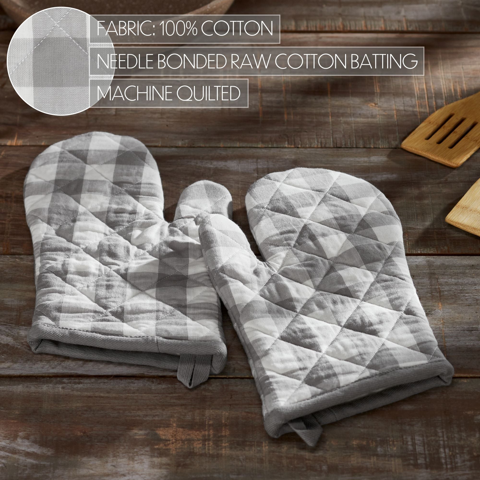 Annie Buffalo Check Grey Oven Mitt Set of 2 SpadezStore