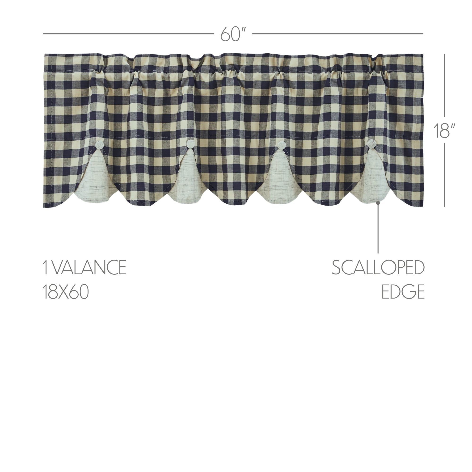 My Country Scalloped Layered Valance 18x60 SpadezStore