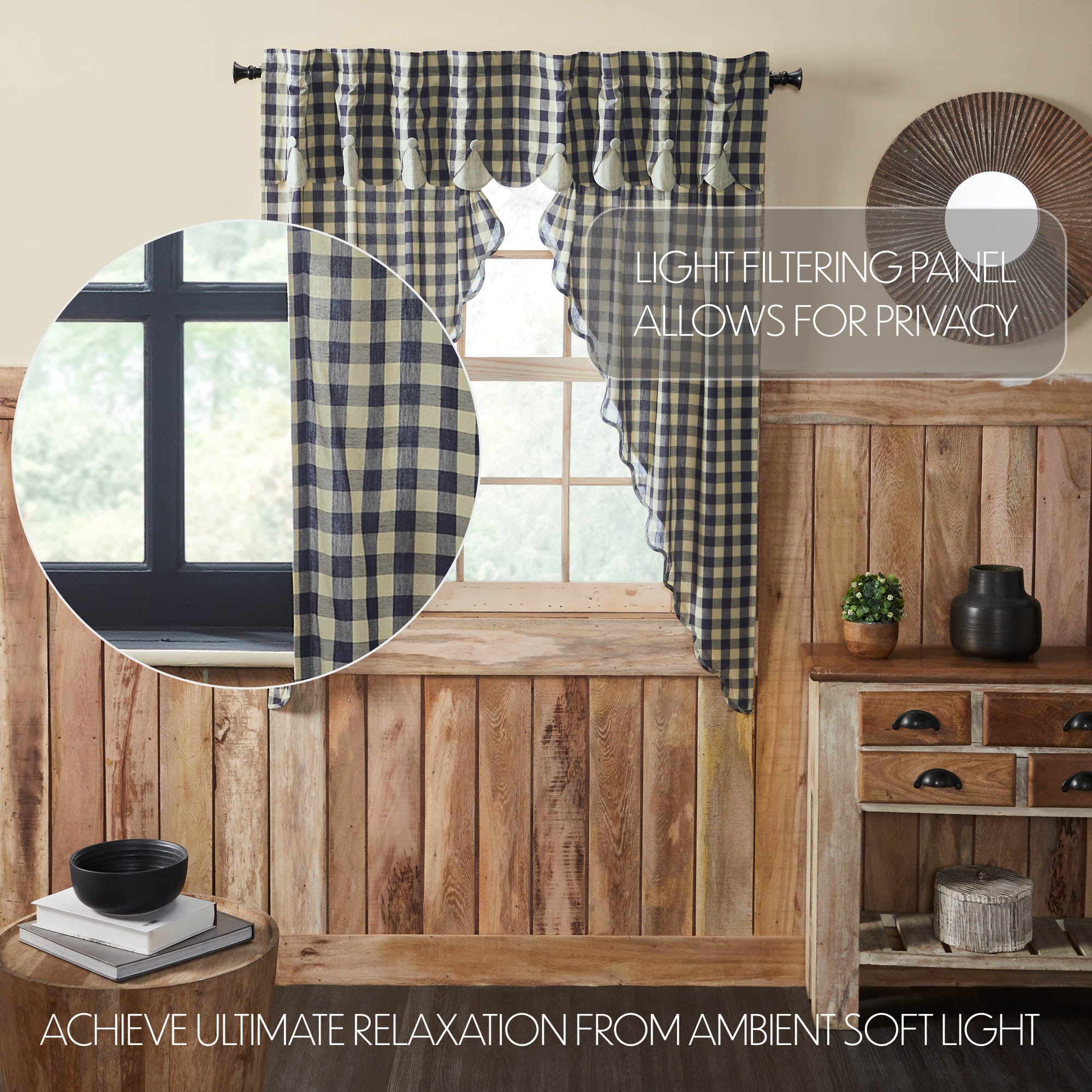 My Country Scalloped Layered Prairie Short Panel Set of 2 63x36x18 SpadezStore