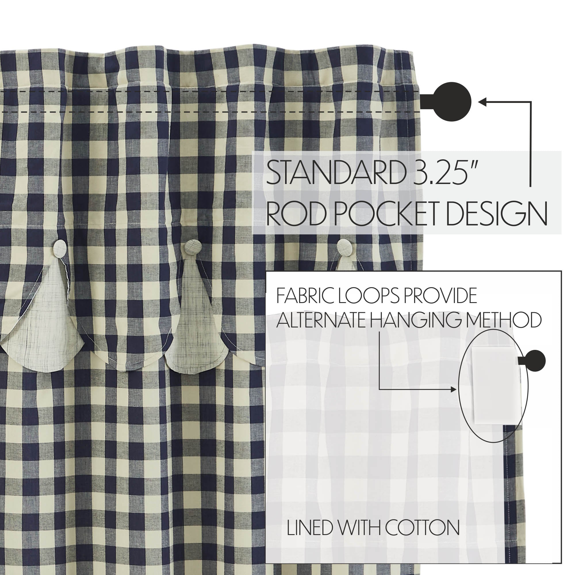 My Country Scalloped Layered Prairie Short Panel Set of 2 63x36x18 SpadezStore