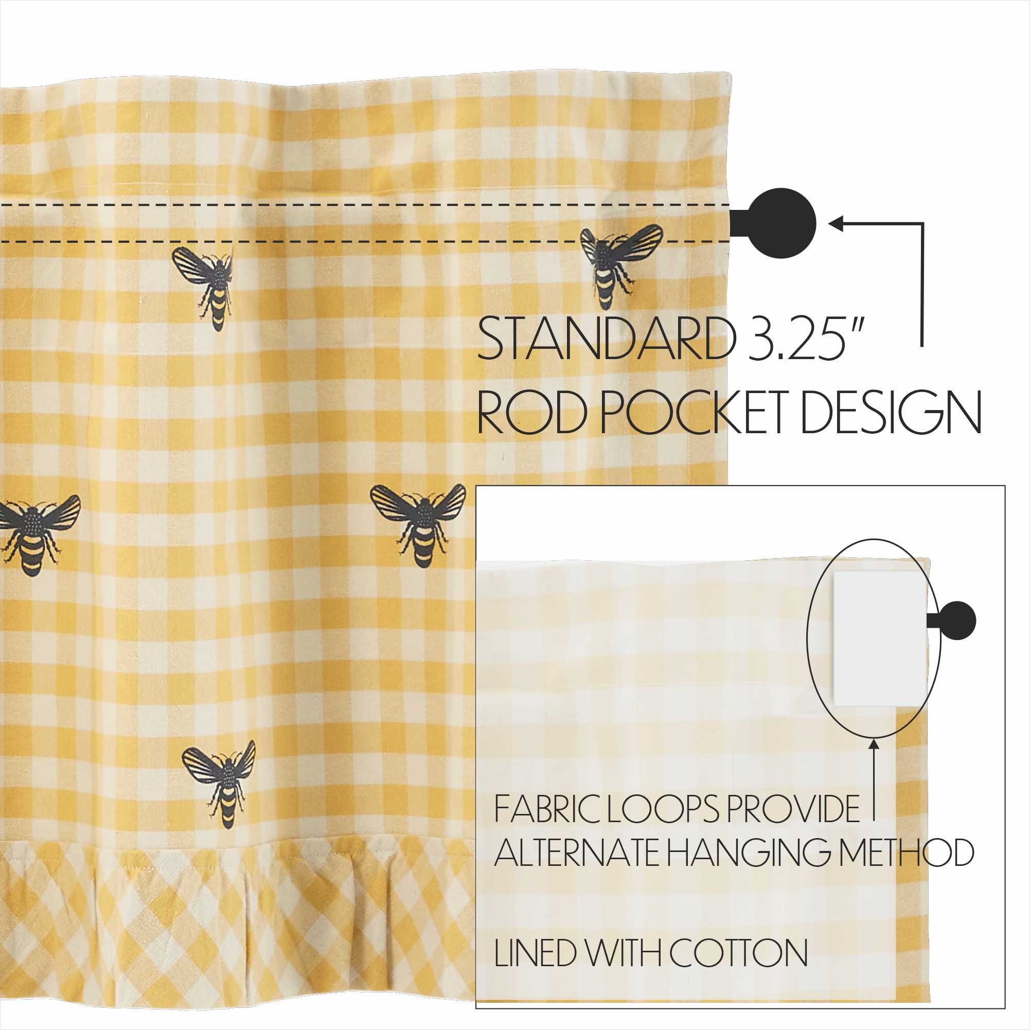 Buzzy Bees Ruffled Valance 18x60 SpadezStore