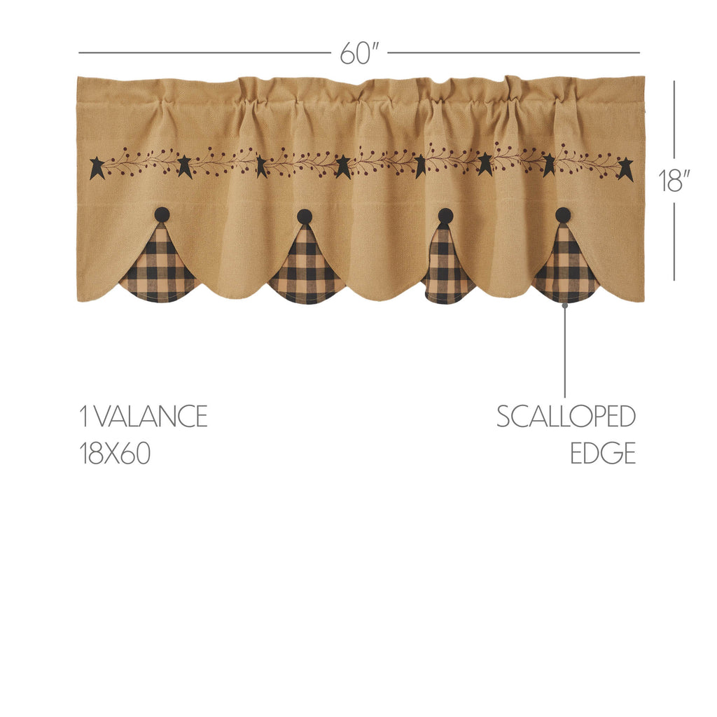 Pip Vinestar Scalloped Layered Valance 18x60 SpadezStore