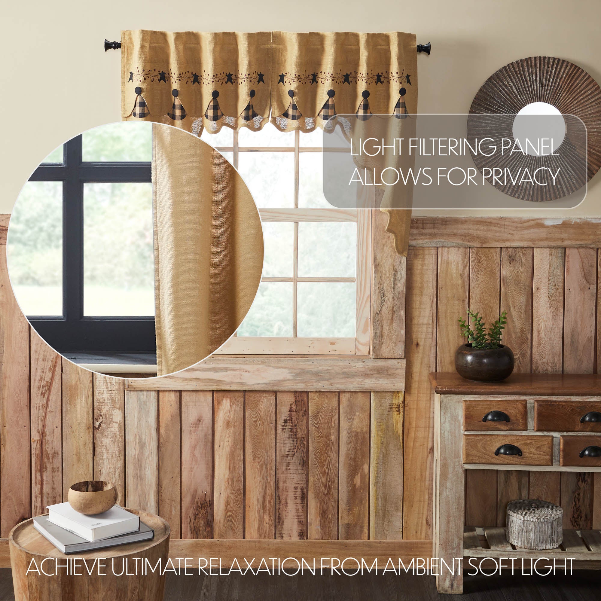 Pip Vinestar Scalloped Layered Swag Set of 2 36x36x16 SpadezStore