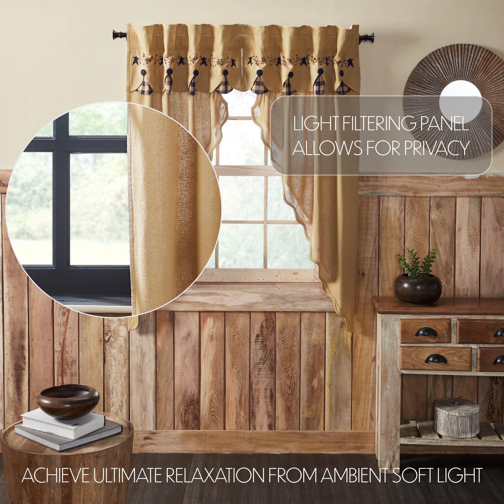 Pip Vinestar Scalloped Layered Prairie Short Panel Set of 2 - Thumbnail 4