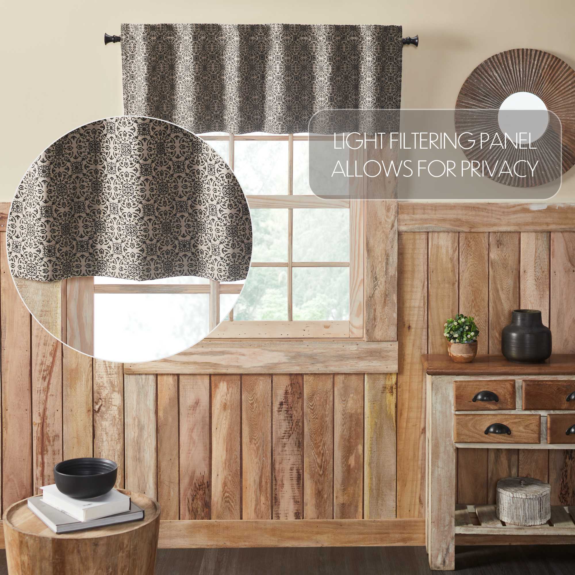 Custom House Black Tan Jacquard Valance 18x60 SpadezStore