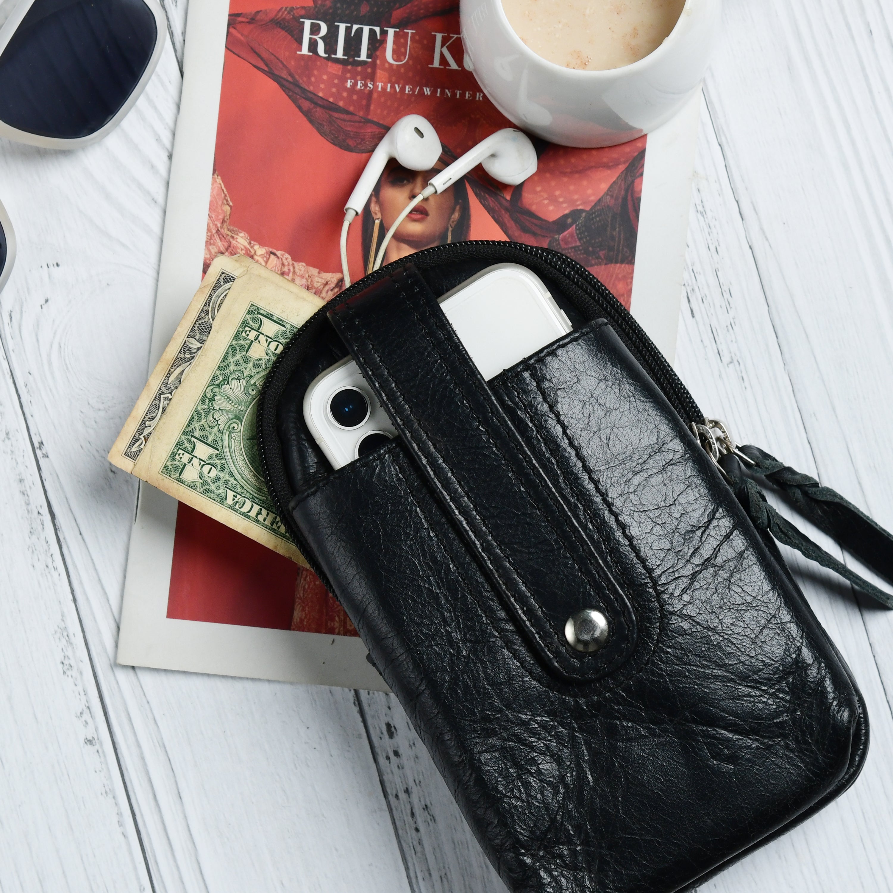 Classy Leather Bags Jet-Set Organizer: Leather Phone Pouch SpadezStore