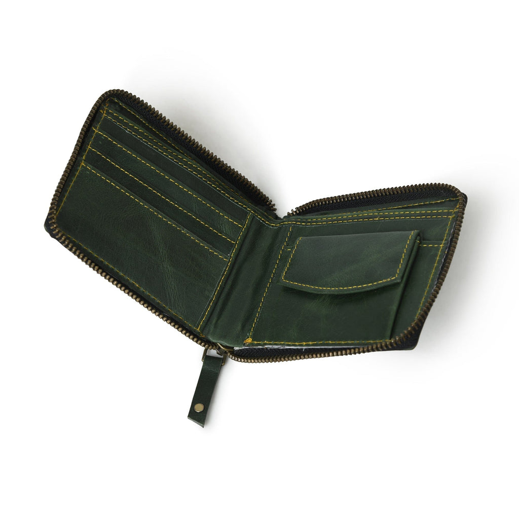 Classy Leather Bags Adams Bi-Fold Wallet- Green