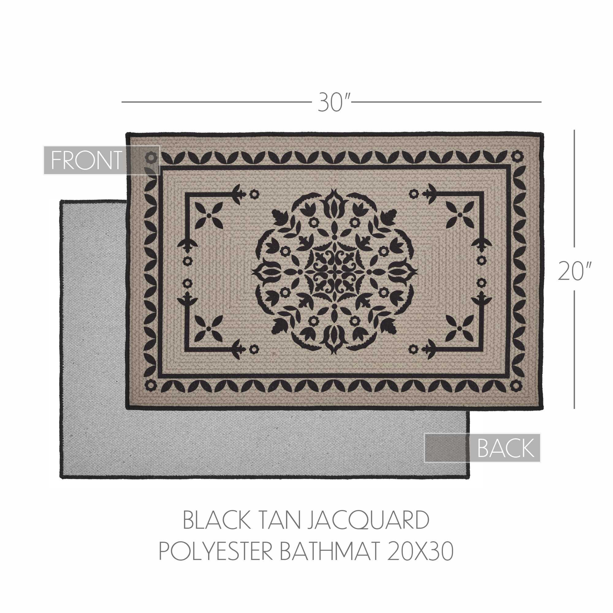 Custom House Black Tan Jacquard Polyester Bathmat 20x30 SpadezStore