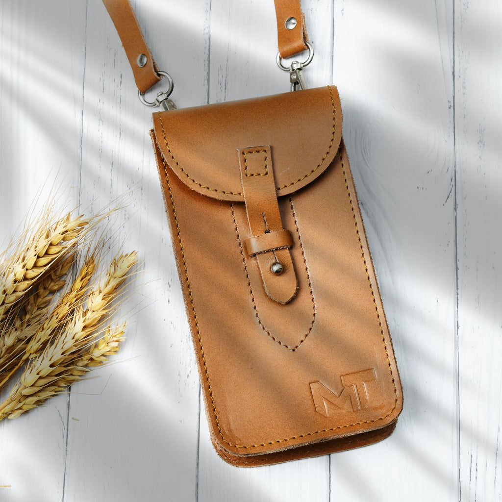Classy Leather Bags Cocoa Brown Mobile Case With Strap SpadezStore