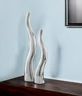 Set of Two Silver Aluminum Squiggly Vases
