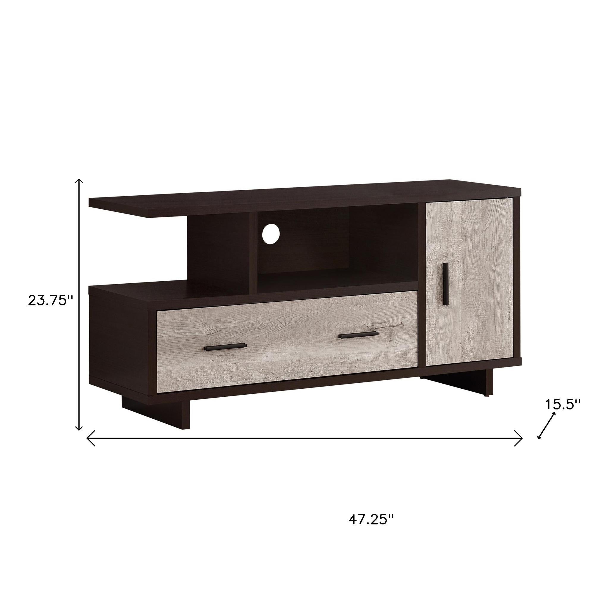 47" Wood Brown Cabinet Enclosed Storage TV Stand - Thumbnail 4