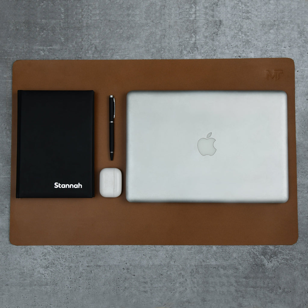 Classy Leather Bags Caramel Luxe Leather Desk Mat + Mouse Pad SpadezStore