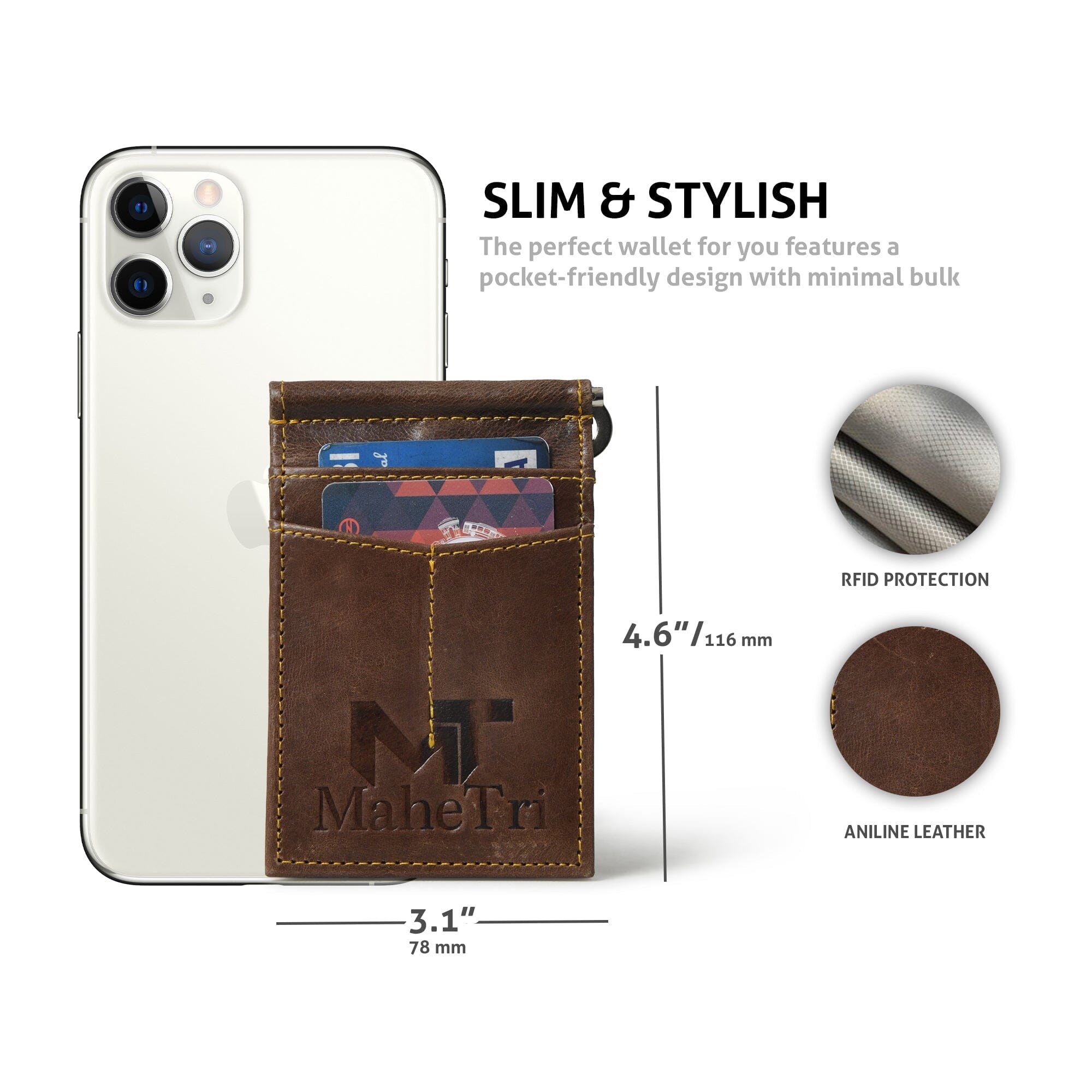 Classy Leather Bags Finley Money Clipper- Walnut Brown SpadezStore