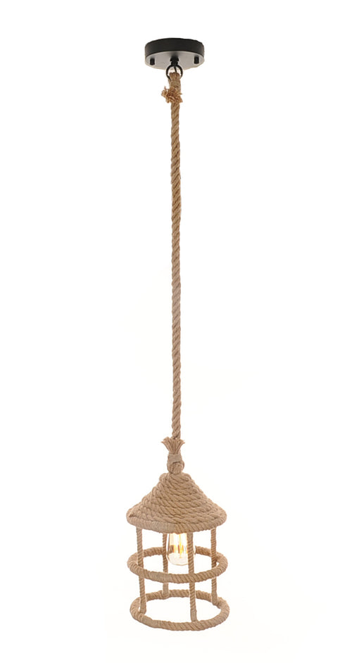 Beige and Black Iron and Rope Ceiling Light SpadezStore