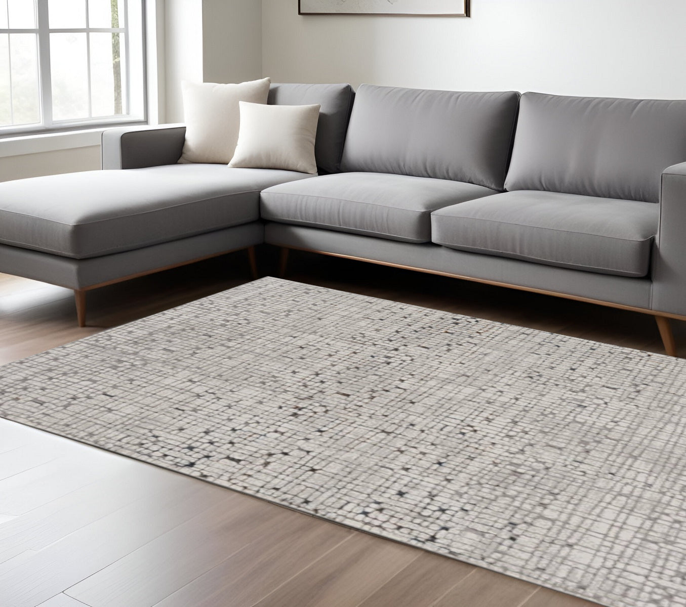 Gray and Black Abstract Area Rug