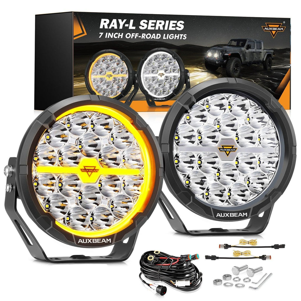 Auxbeam RAY-L Series | 7 Inch 240W 25800LM Dual DRL Offroad LED Driving Lights SpadezStore