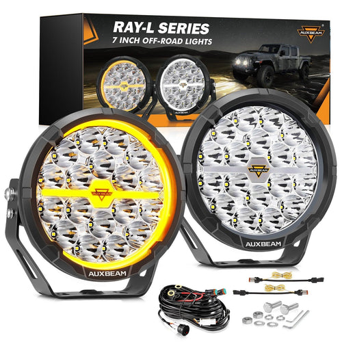 Auxbeam RAY-L Series | 7 Inch 240W 25800LM Dual DRL Offroad LED Driving Lights SpadezStore